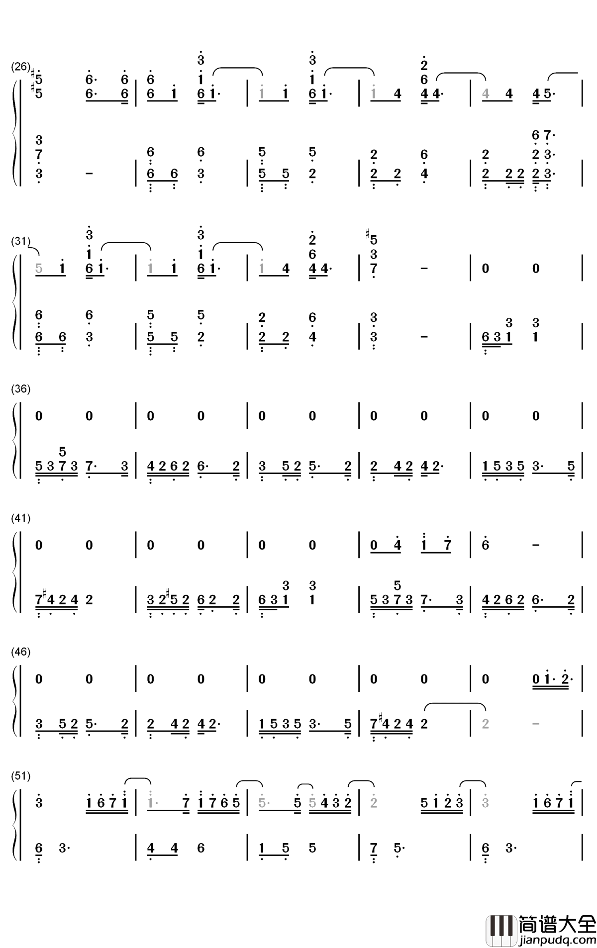 Done_For_Me钢琴简谱_数字双手_Punch