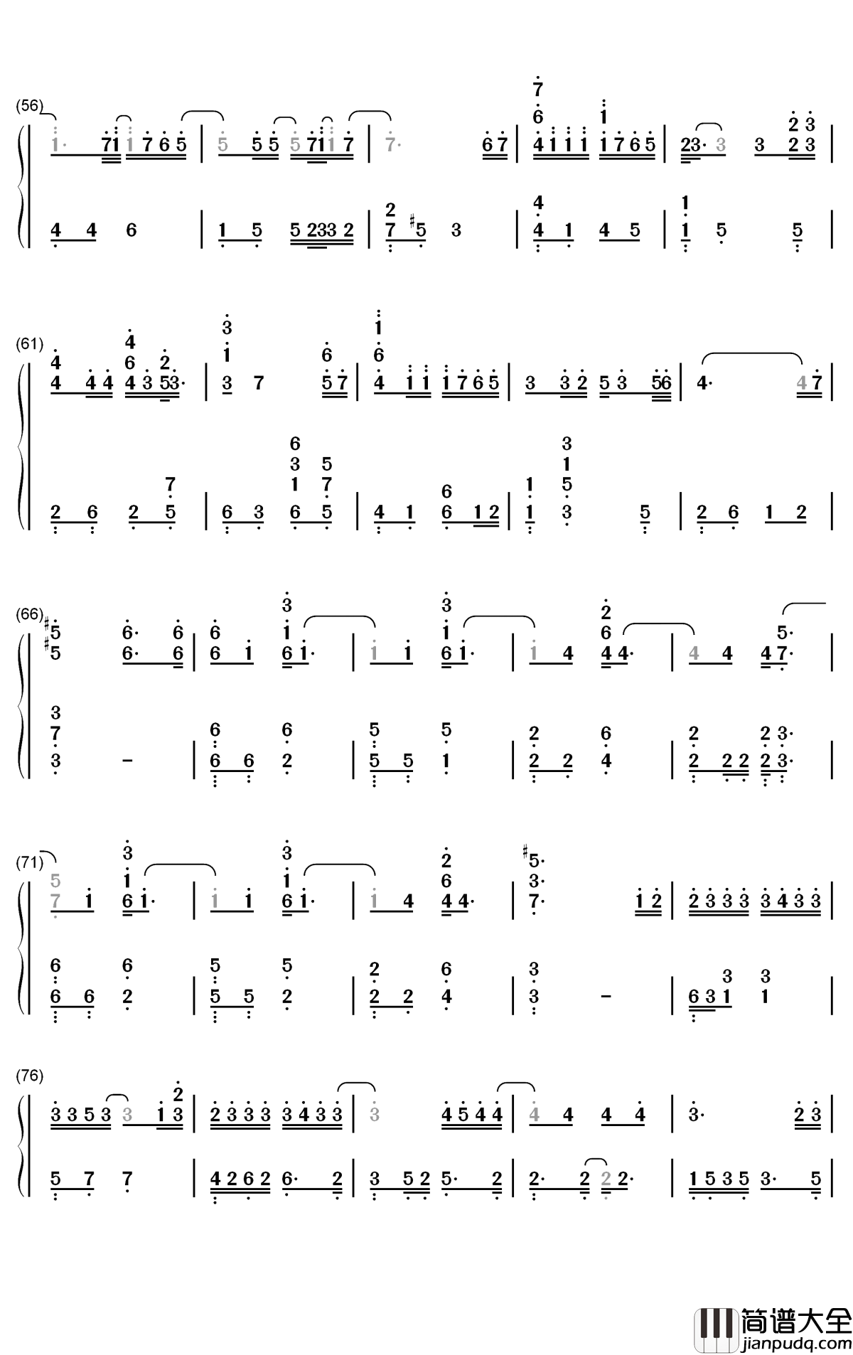 Done_For_Me钢琴简谱_数字双手_Punch