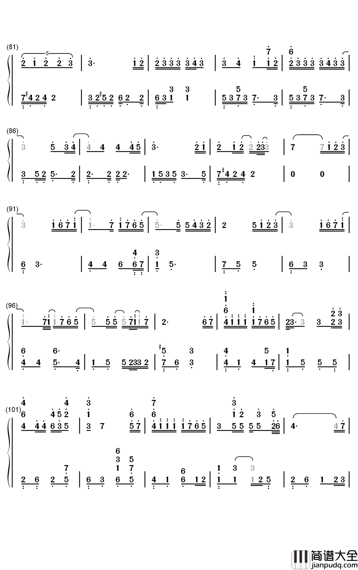 Done_For_Me钢琴简谱_数字双手_Punch