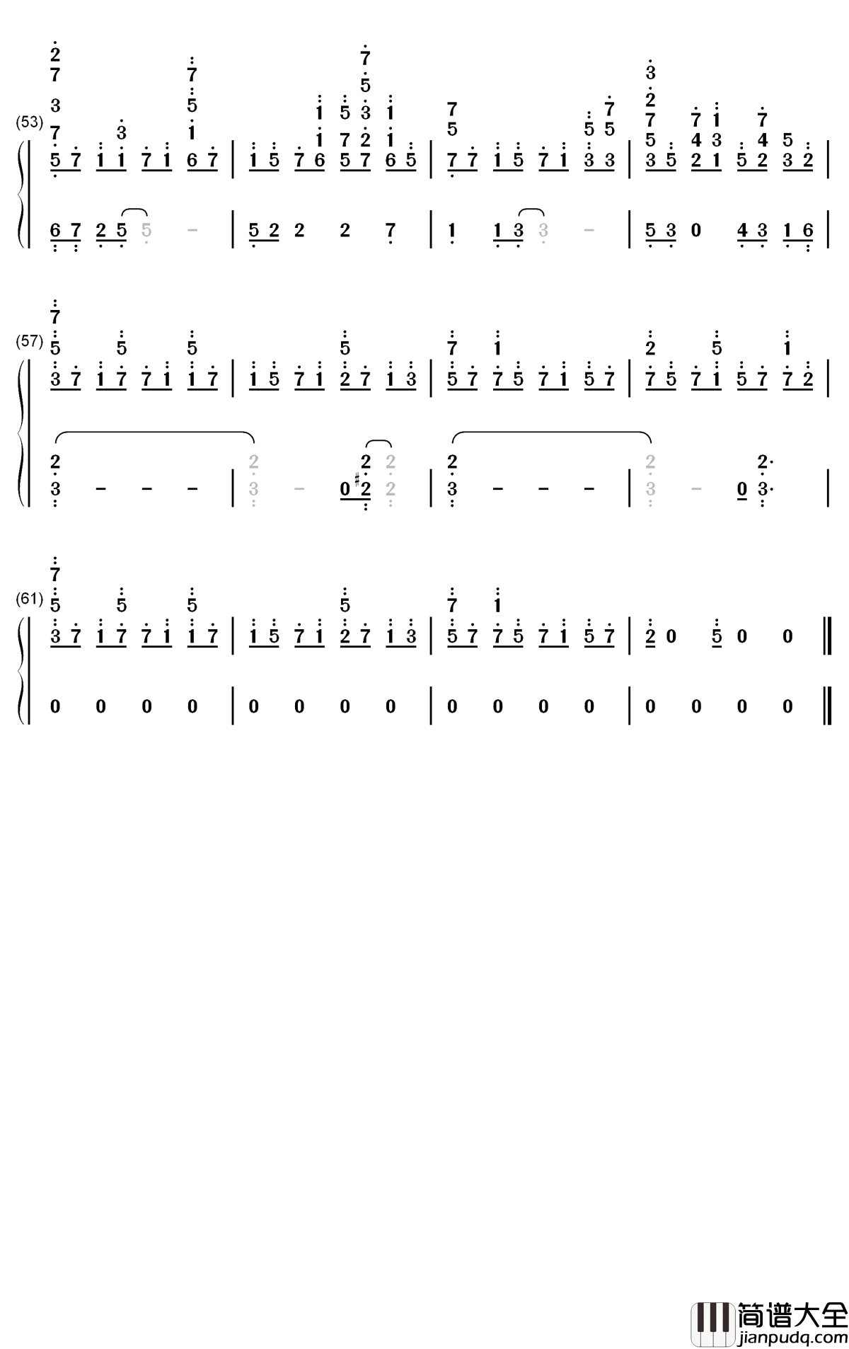 鏡面の波钢琴简谱_数字双手_YURiKA