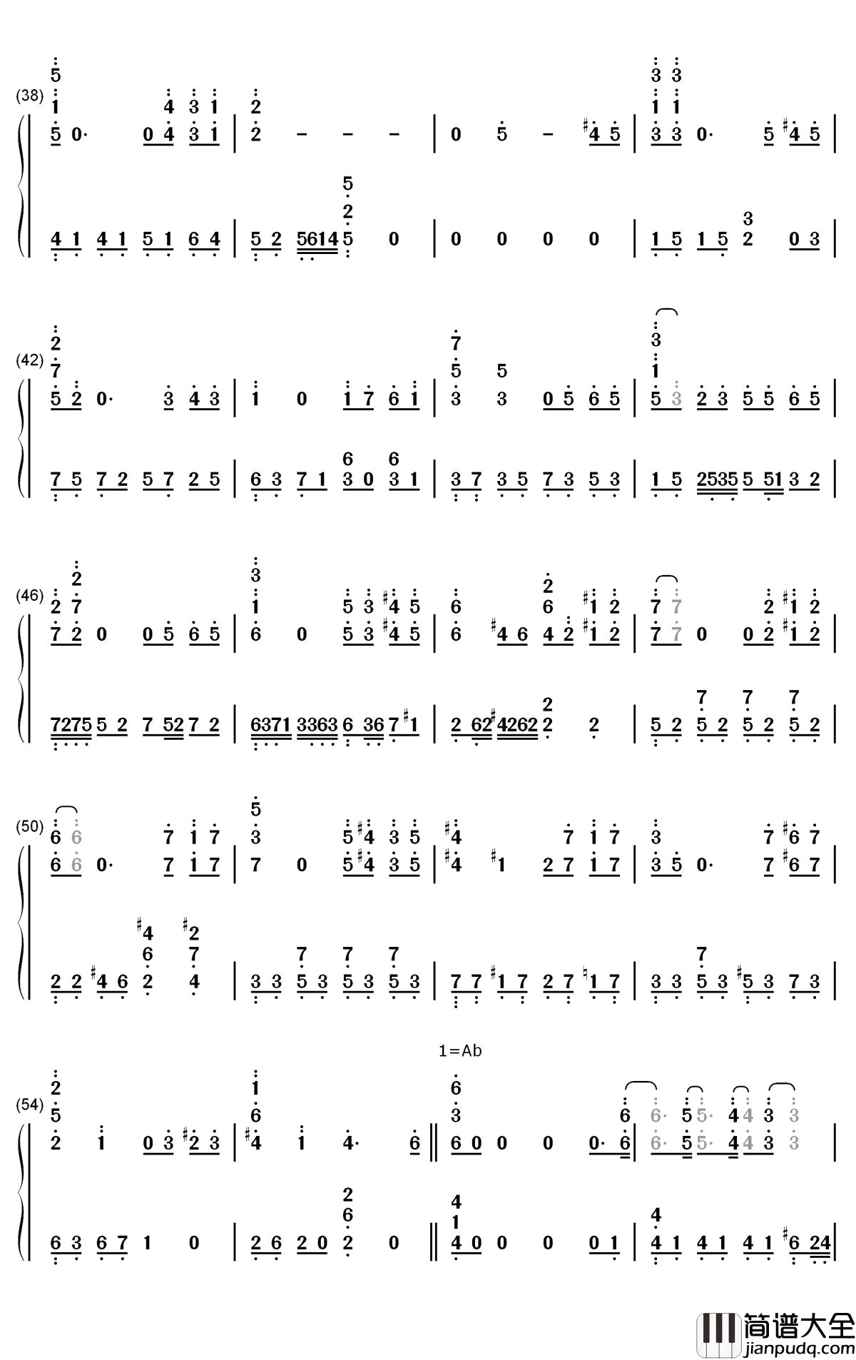 夜半歌声钢琴简谱_数字双手_华晨宇