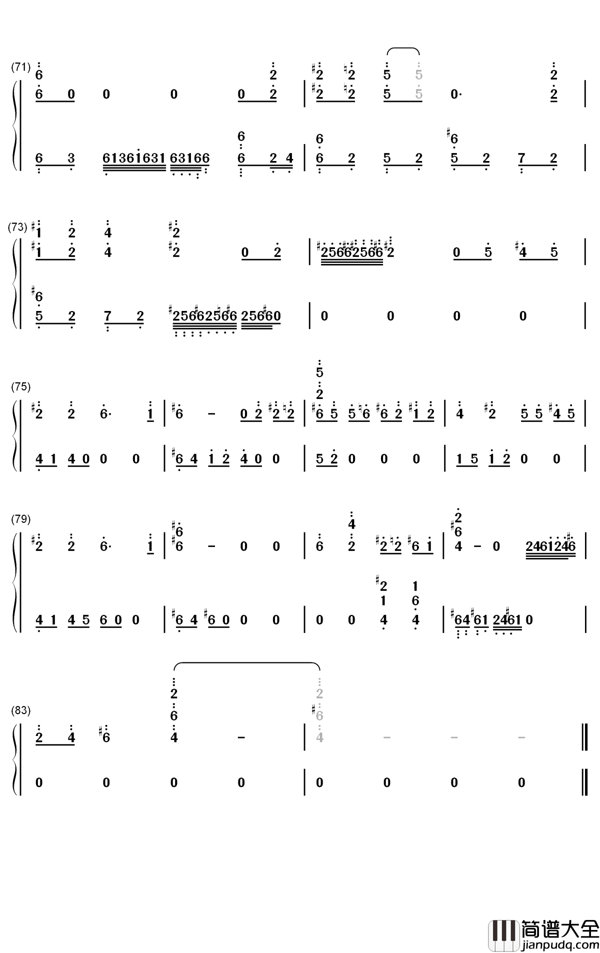 夜半歌声钢琴简谱_数字双手_华晨宇