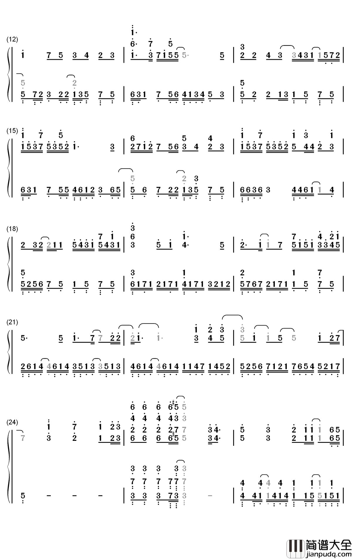 Crossing_Road钢琴简谱_数字双手_渕上舞