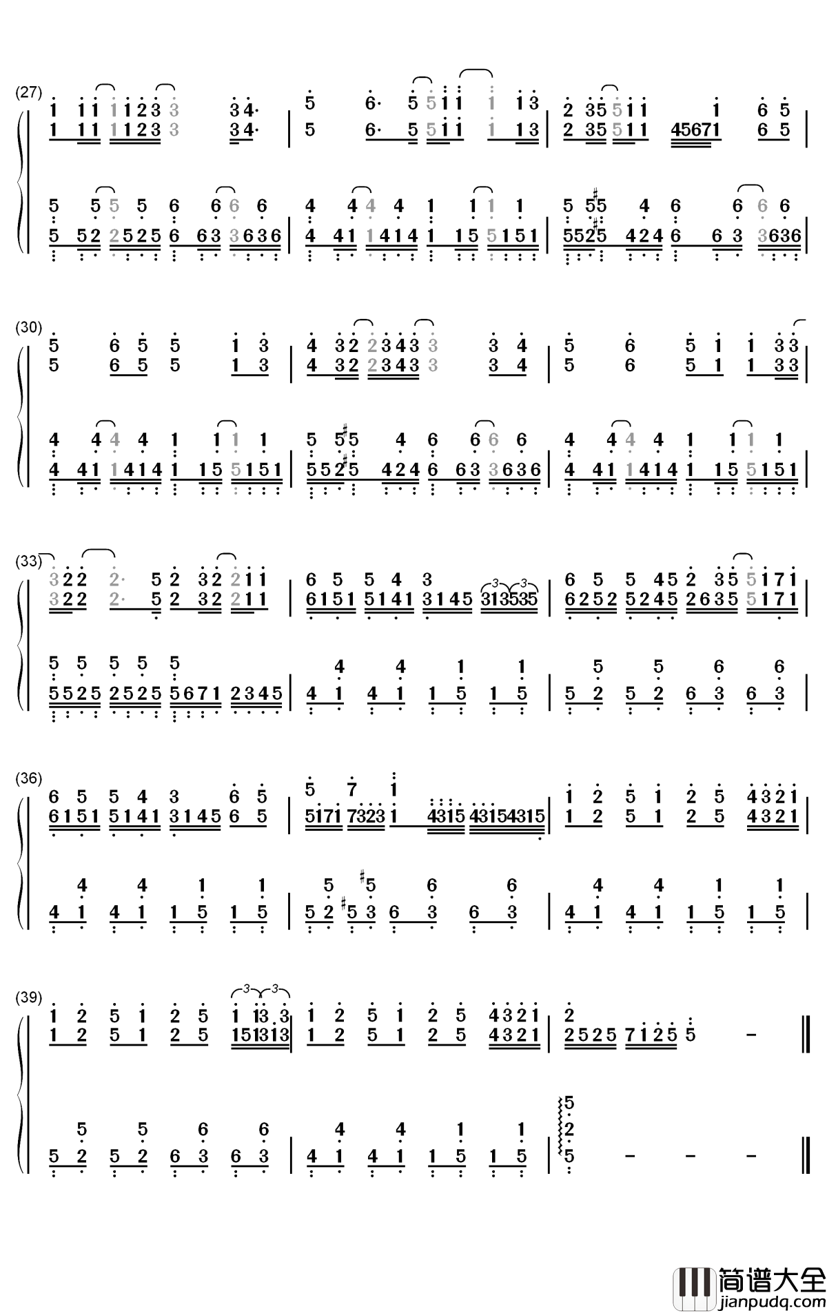 Crossing_Road钢琴简谱_数字双手_渕上舞