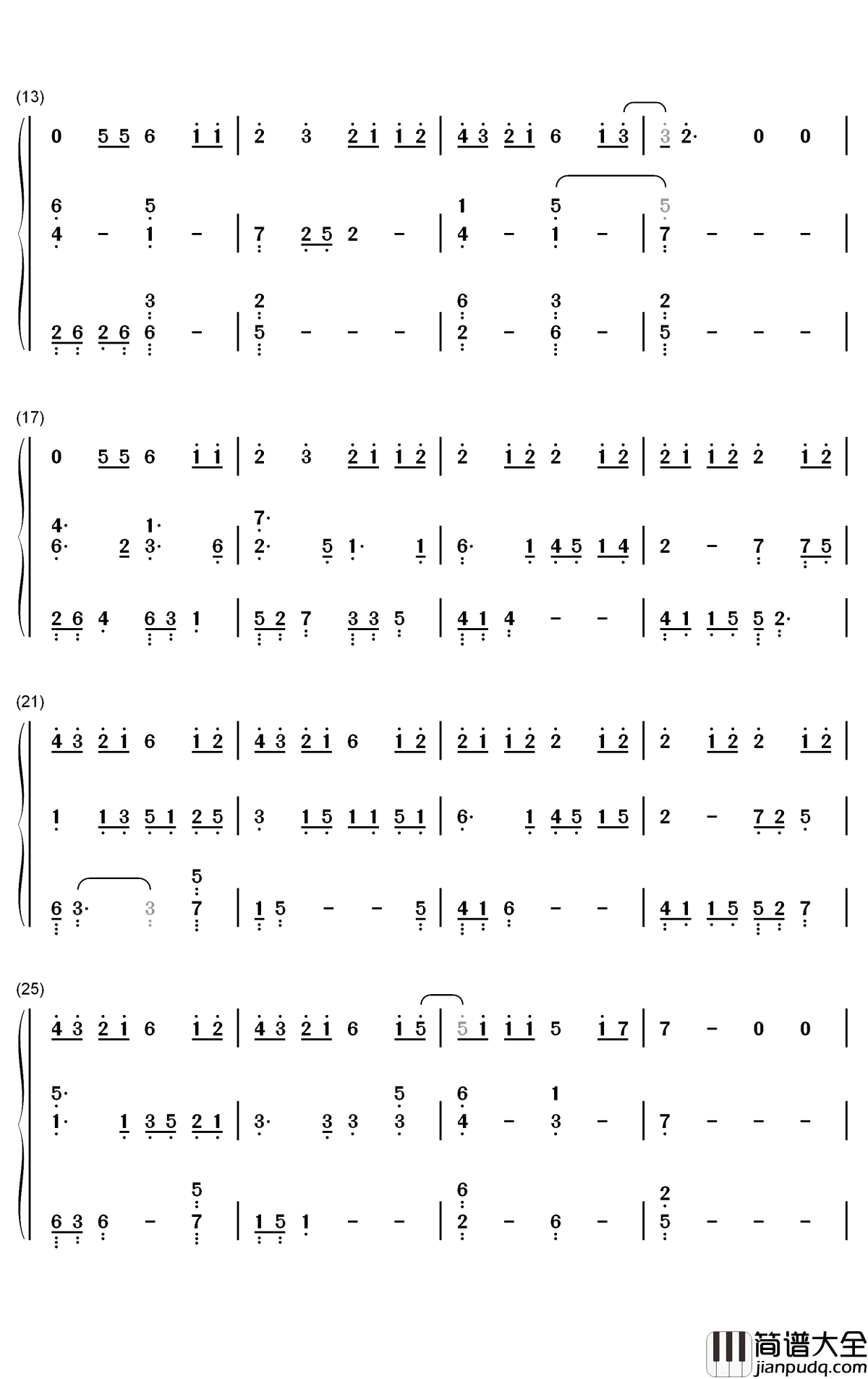 Ocean简谱_Lady_Antebellum歌曲_数字双手曲谱