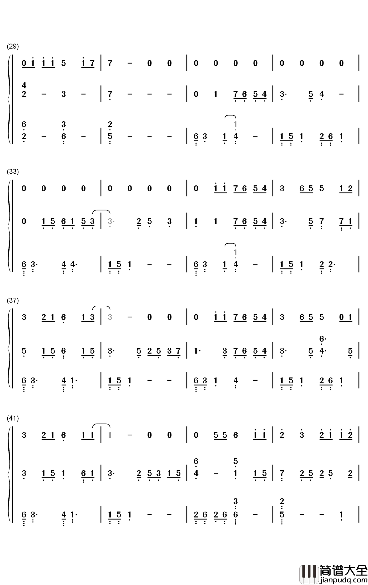 Ocean简谱_Lady_Antebellum歌曲_数字双手曲谱