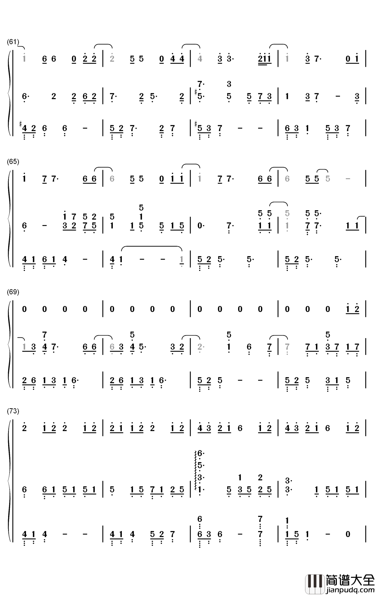 Ocean简谱_Lady_Antebellum歌曲_数字双手曲谱