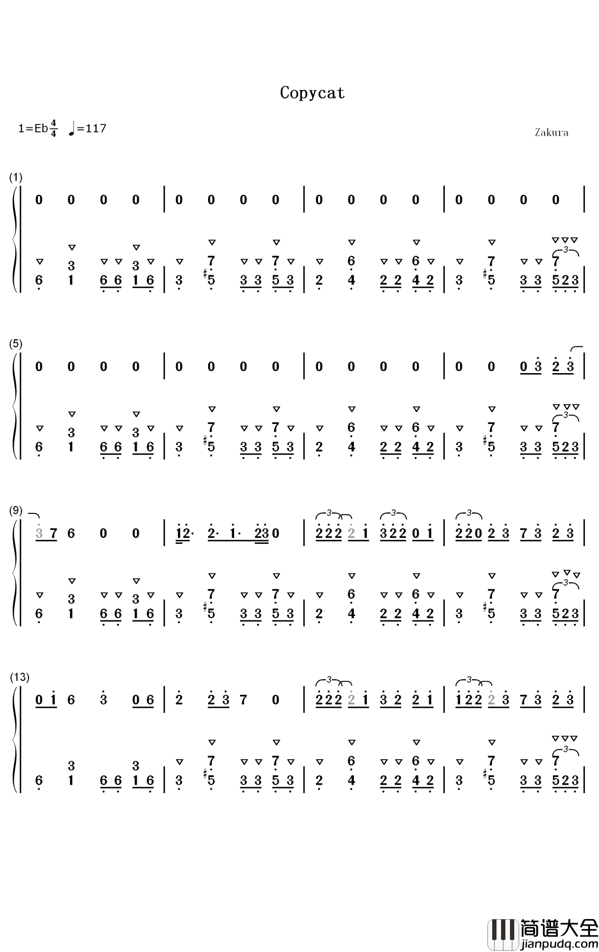 Copy_Cat钢琴简谱_Melanie_Martinez_Tierra_Whack歌曲_数字双手曲谱