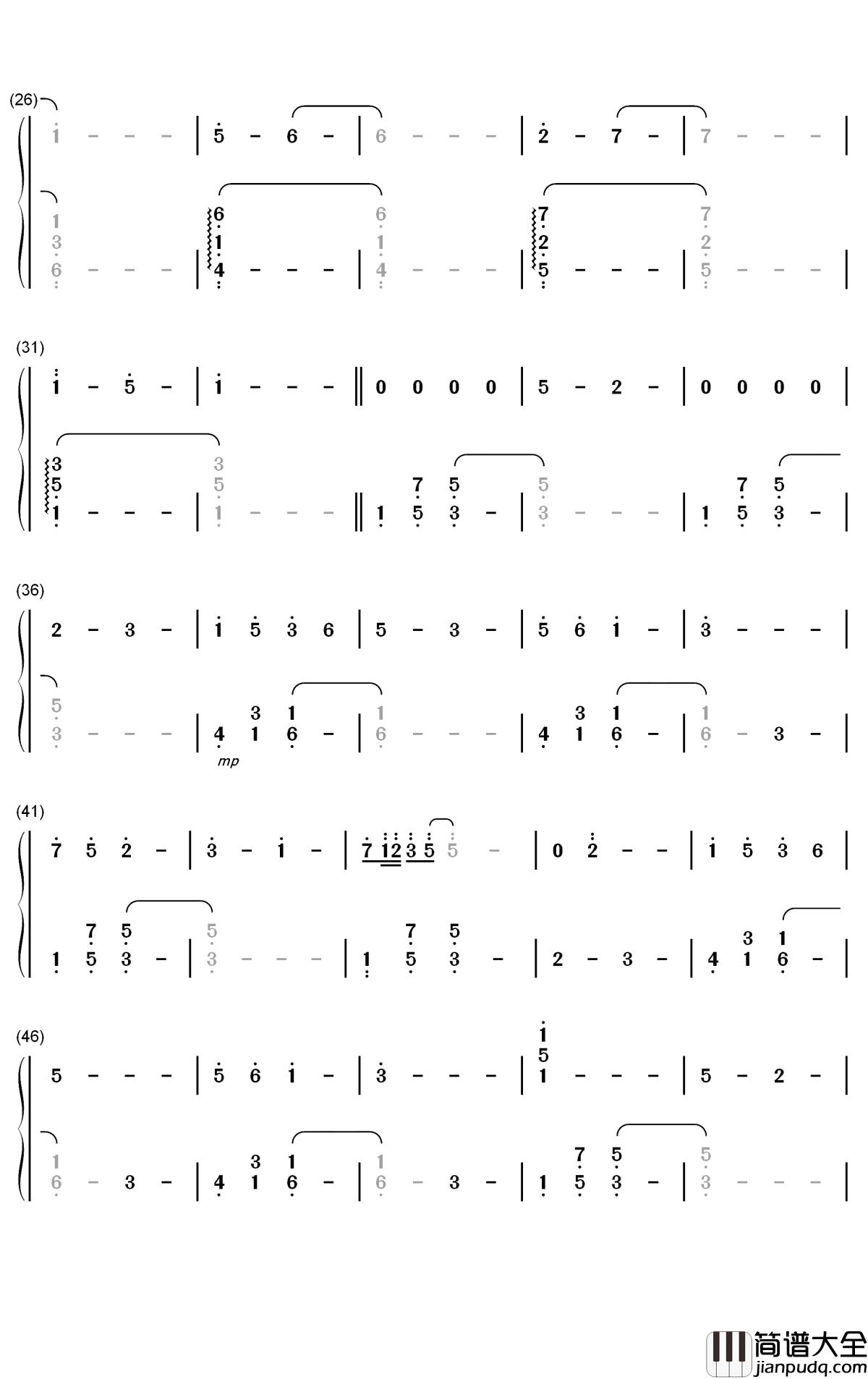 Subwoofer_Lullaby简谱_C418歌曲_数字双手曲谱