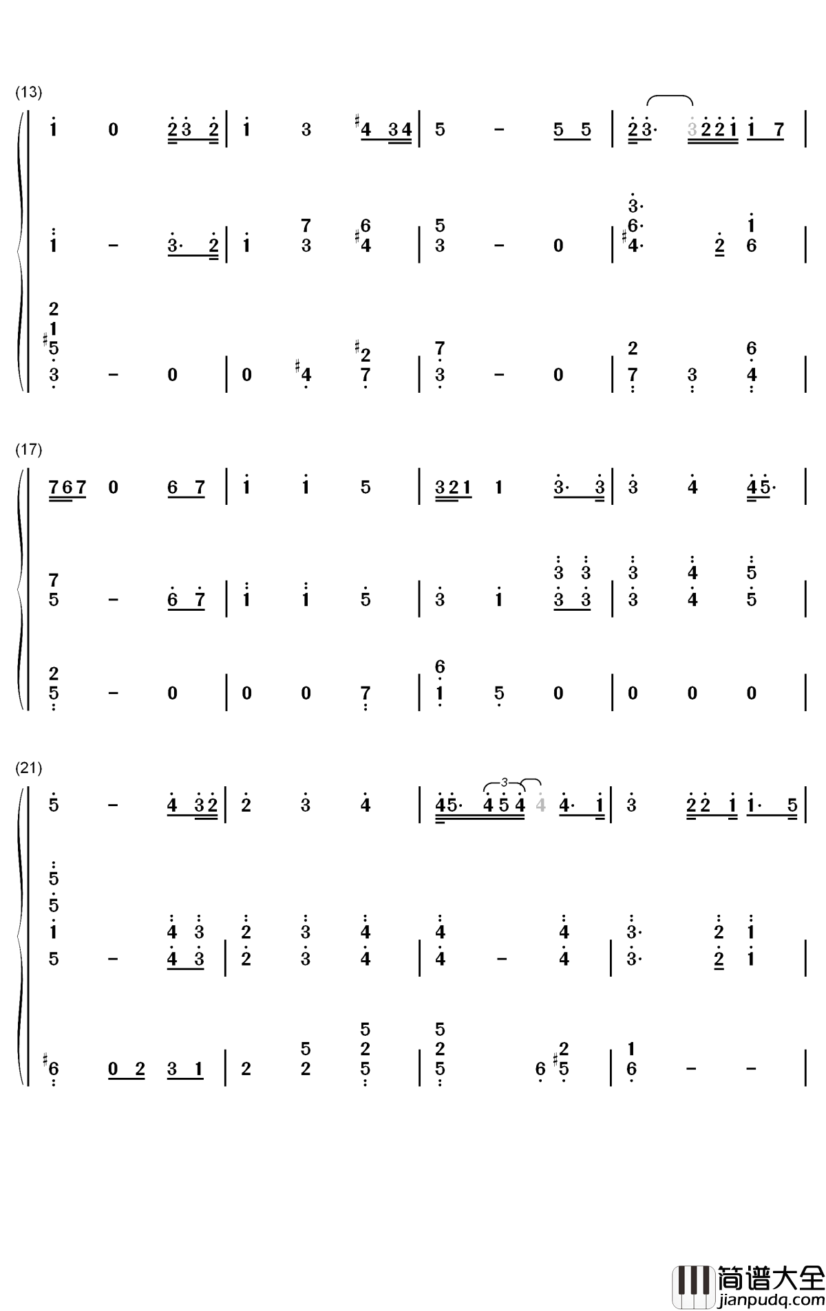 The_Star钢琴简谱_Demi_Lovato歌曲_数字双手曲谱