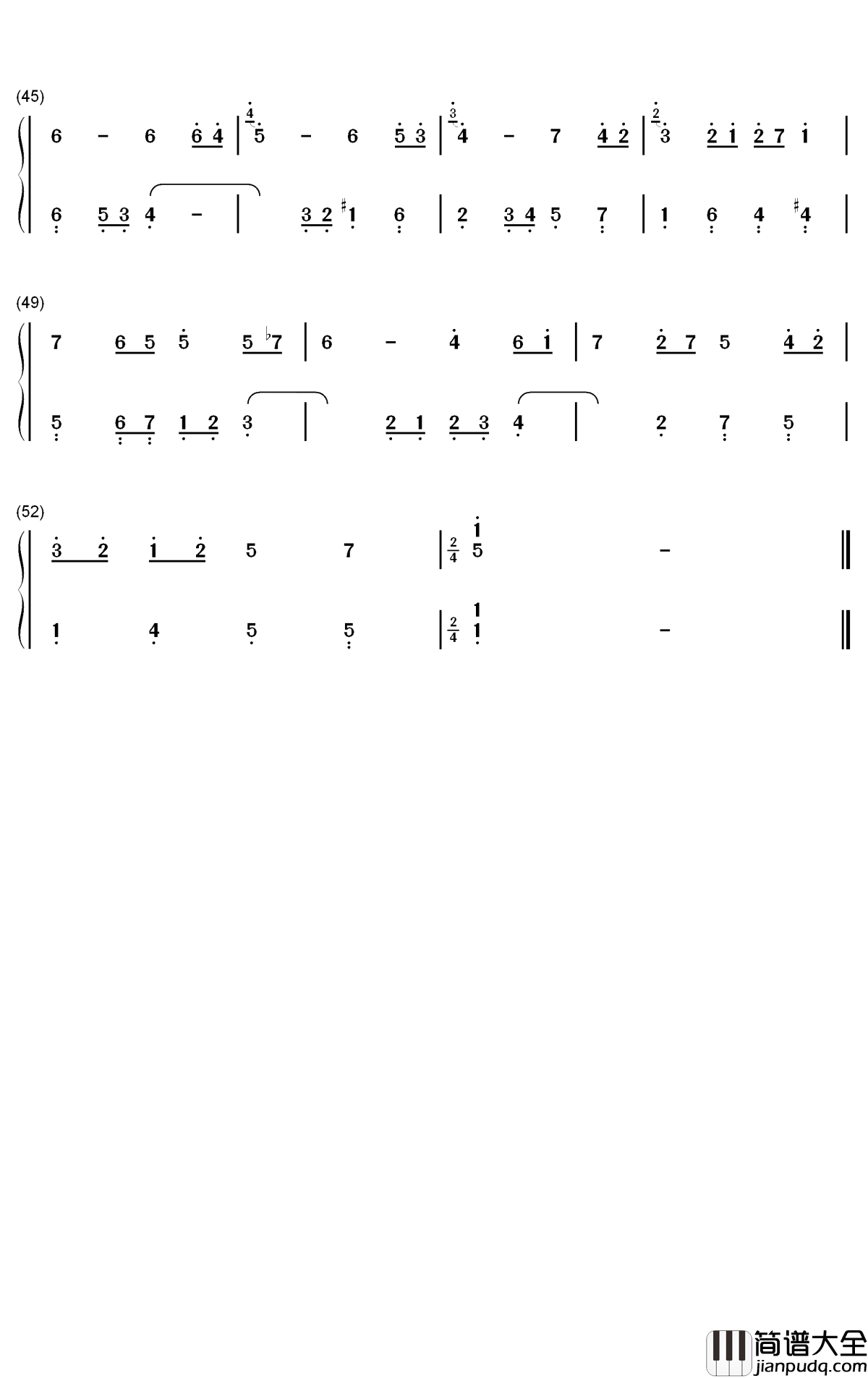 BWV_1068简谱_巴赫歌曲_数字双手曲谱