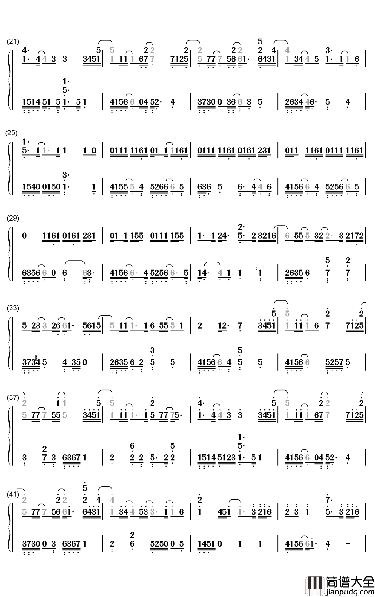 夏天的风简谱_温岚歌曲_数字双手曲谱