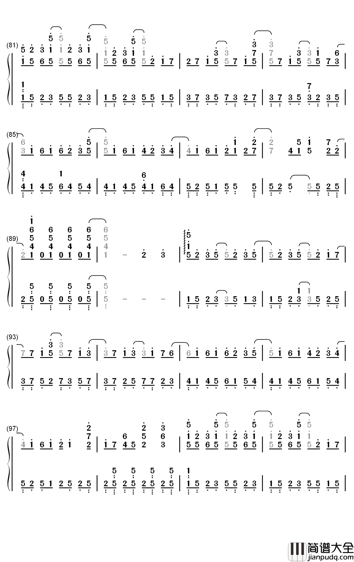 冰天雪地简谱_何宣林歌曲_数字双手曲谱