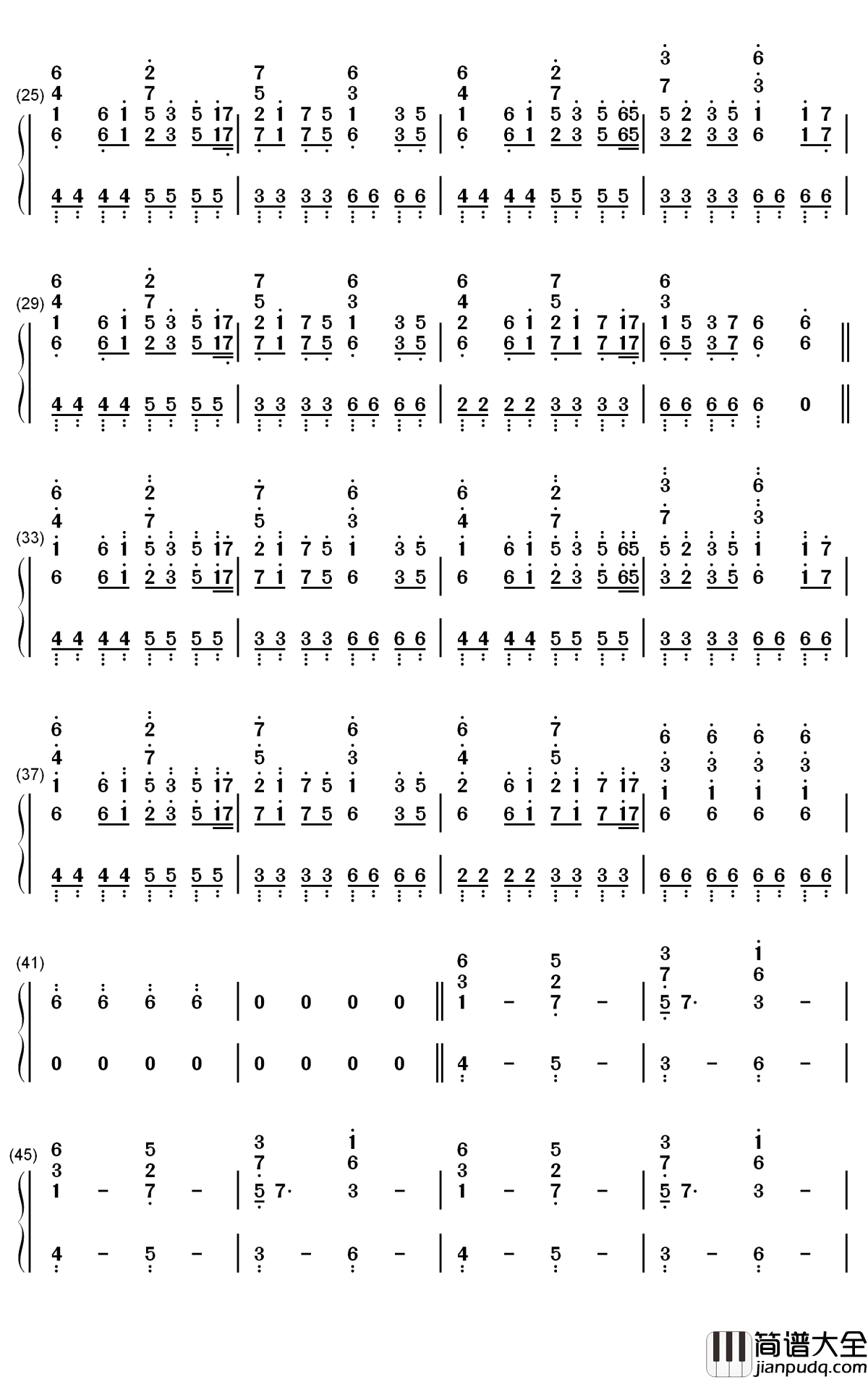 Autumn简谱_LJY歌曲_数字双手曲谱
