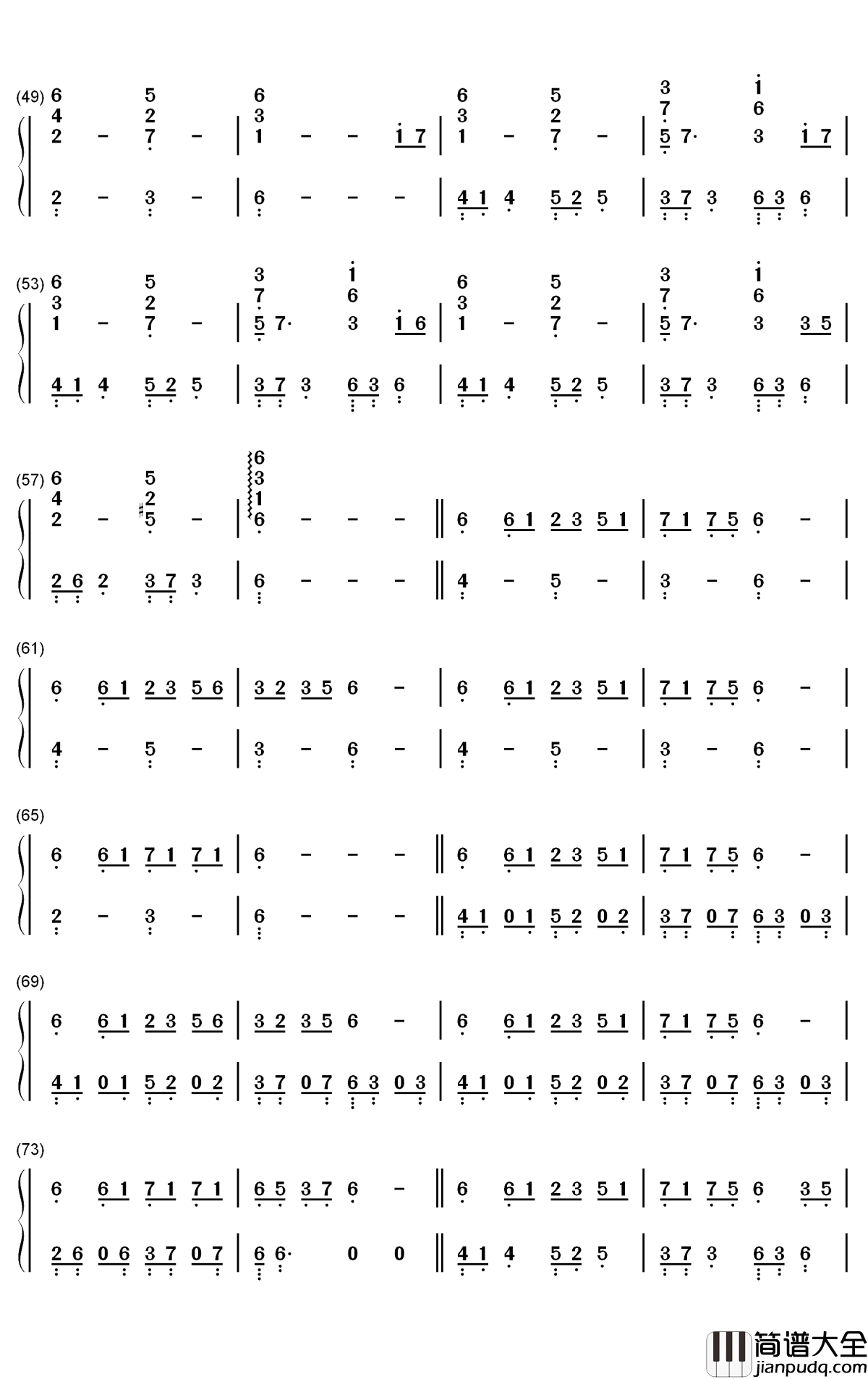 Autumn简谱_LJY歌曲_数字双手曲谱