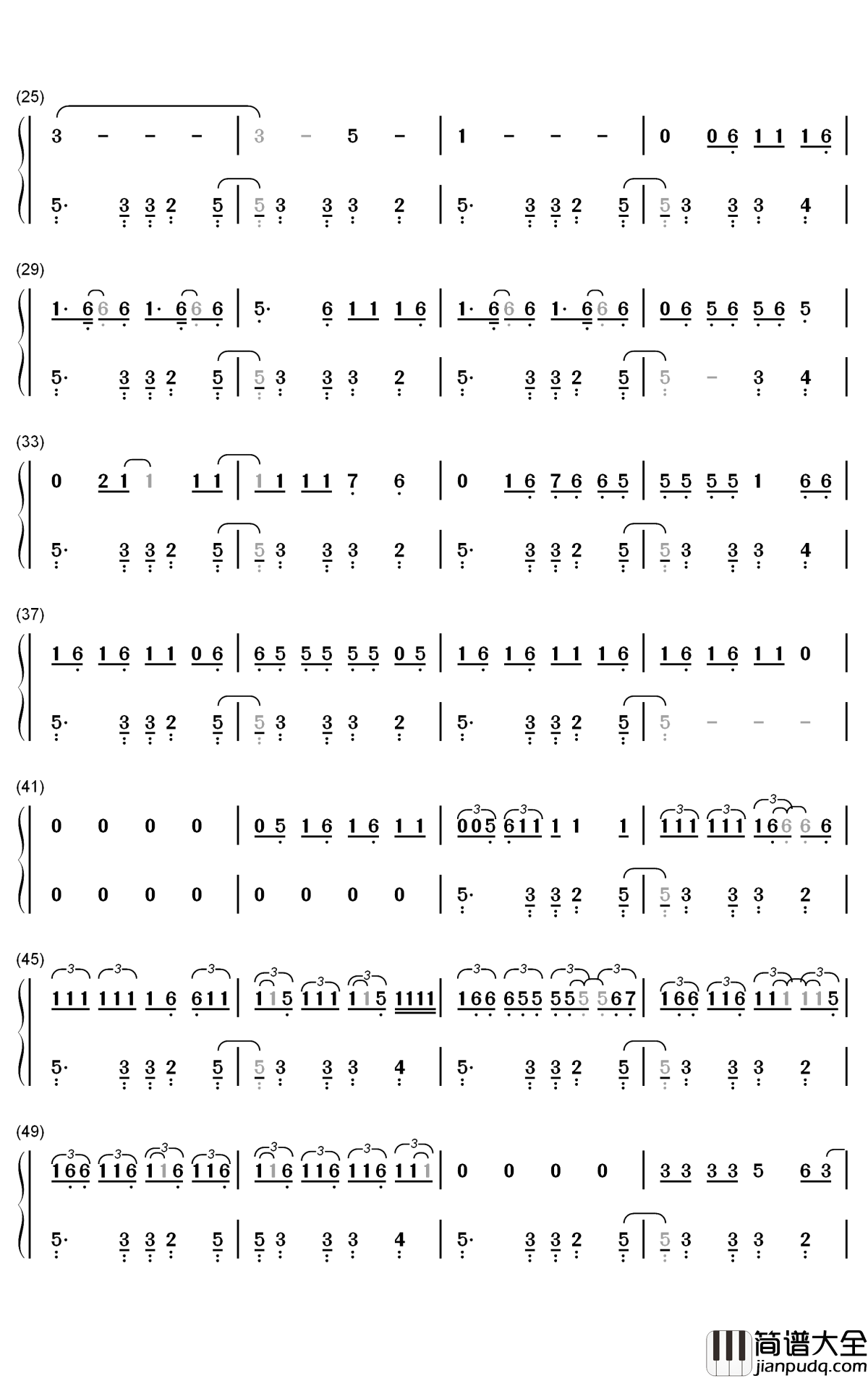 Si_Veo_a_Tu_Mamá钢琴简谱_数字双手_Bad_Bunny