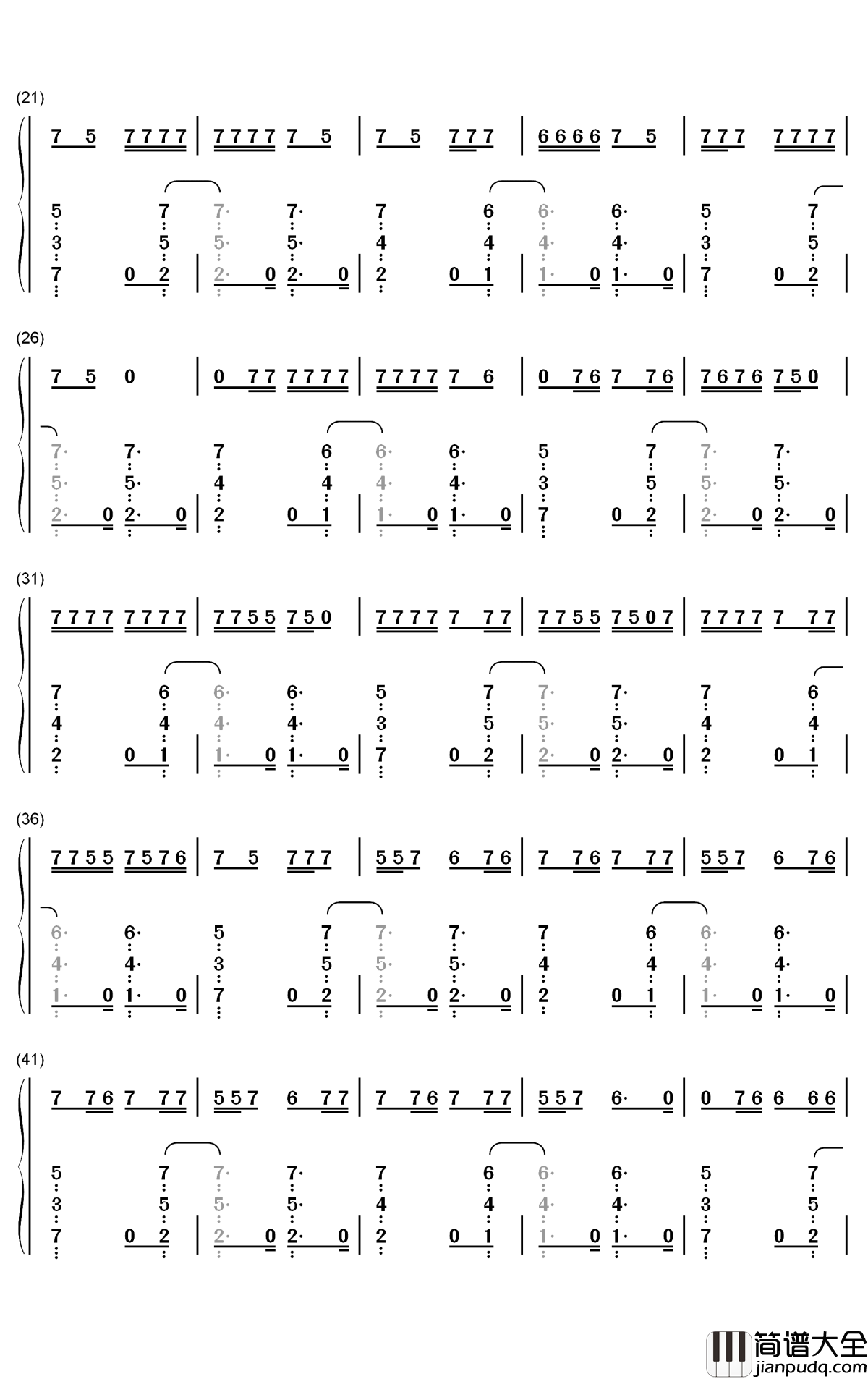 Noticed钢琴简谱_数字双手_Lil_Mosey