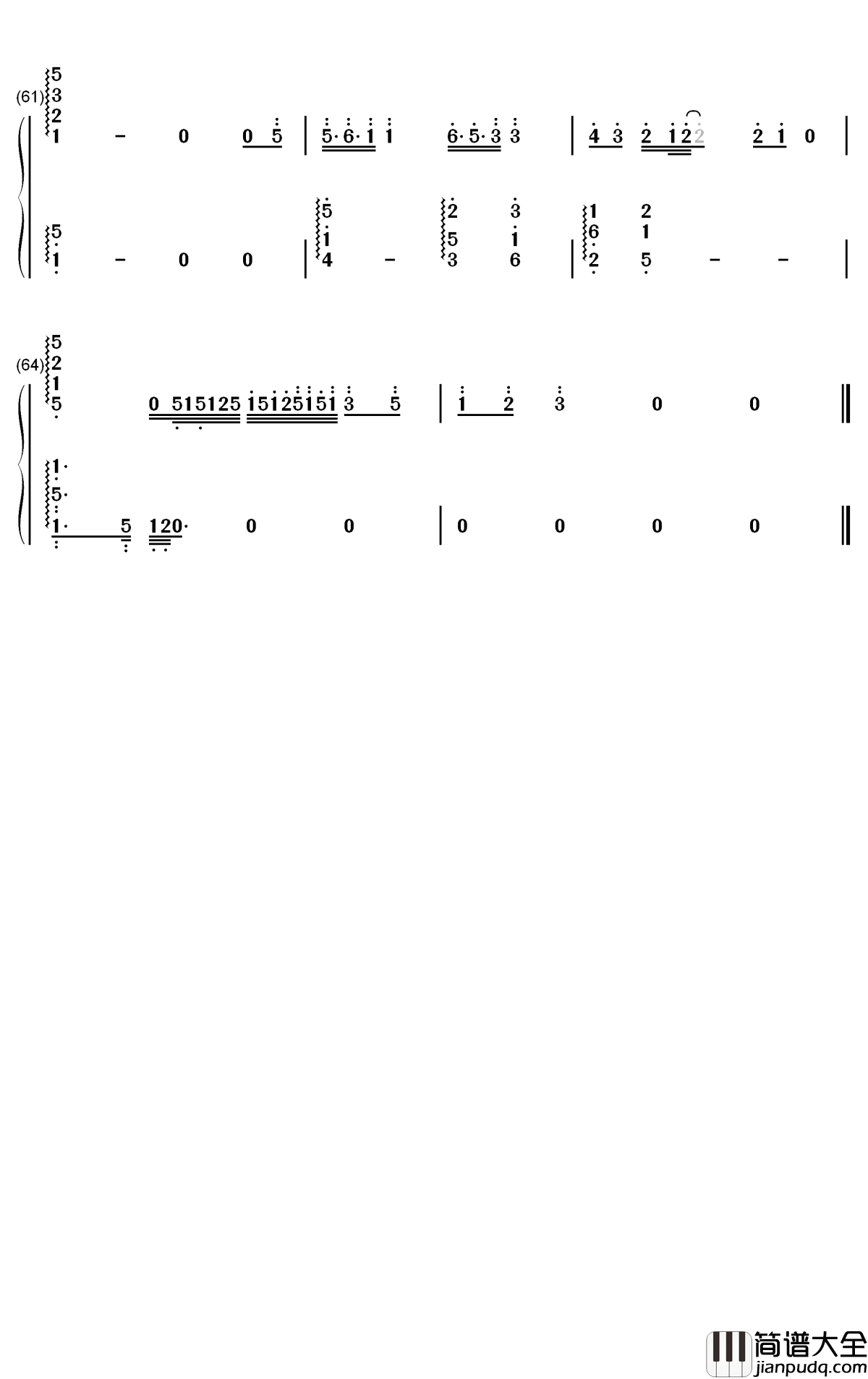 雪花落下钢琴简谱_数字双手_周深
