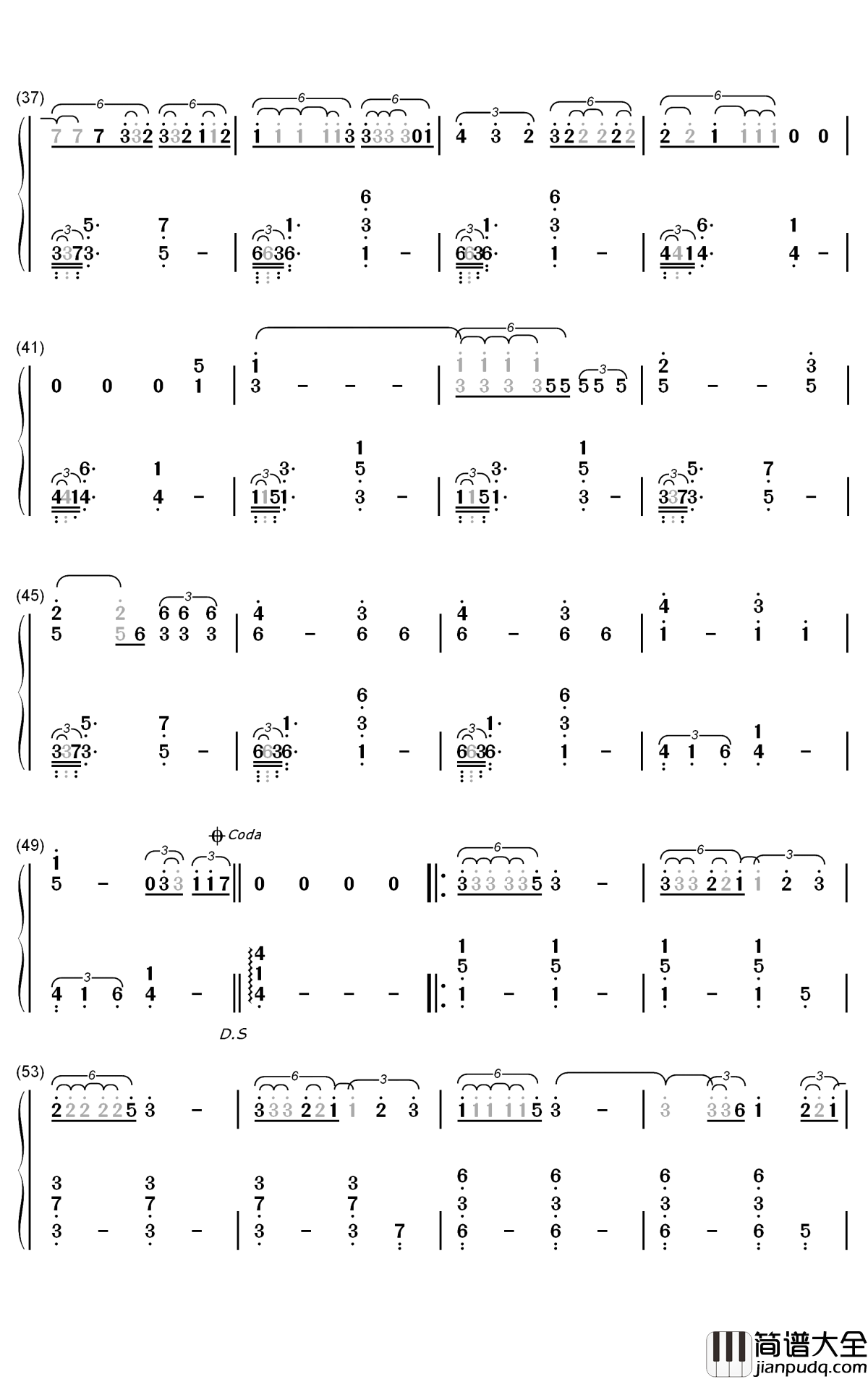 Sweet_Night钢琴简谱_数字双手_V_防弹少年团
