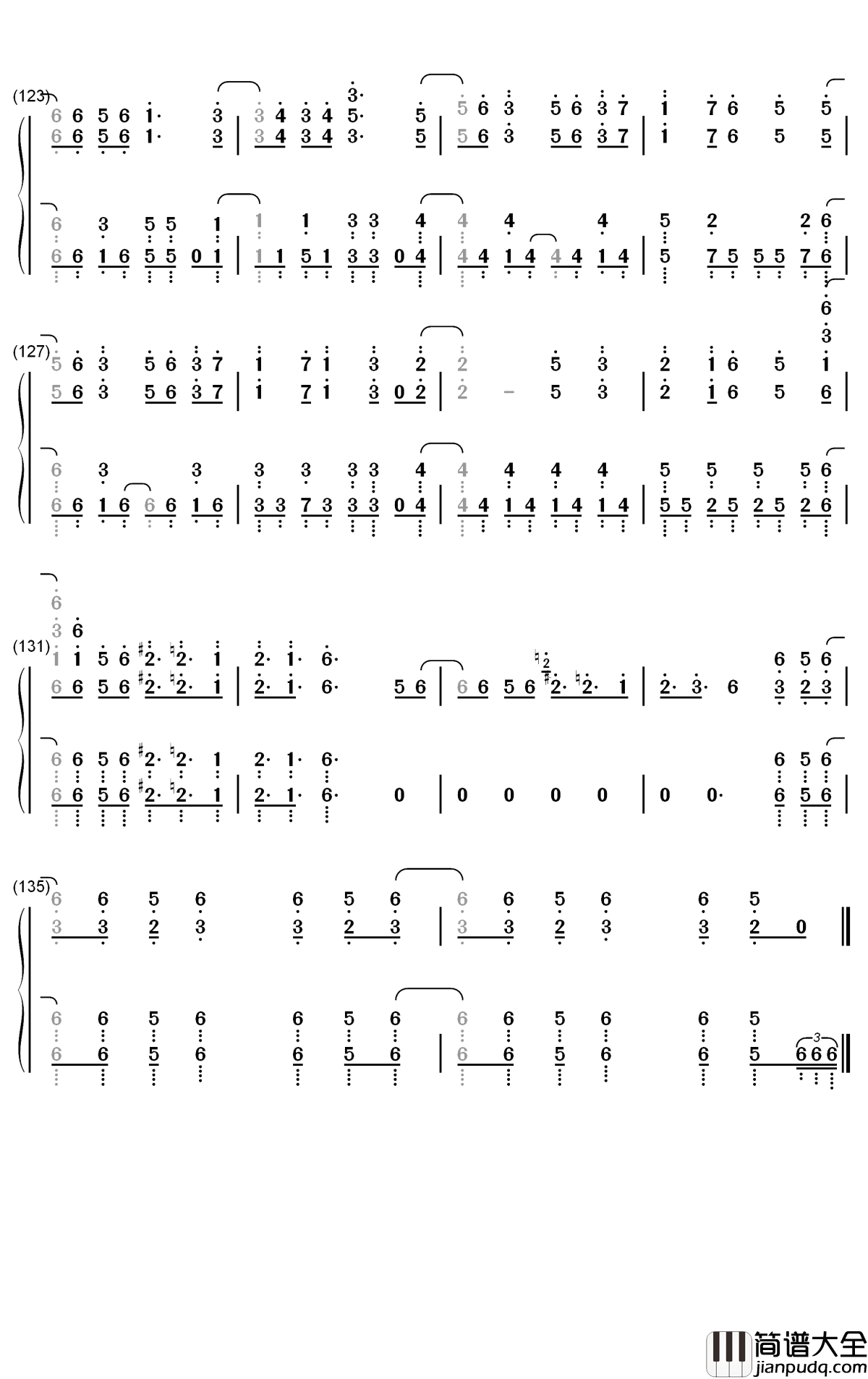 No.7钢琴简谱_数字双手_地缚少年乐队