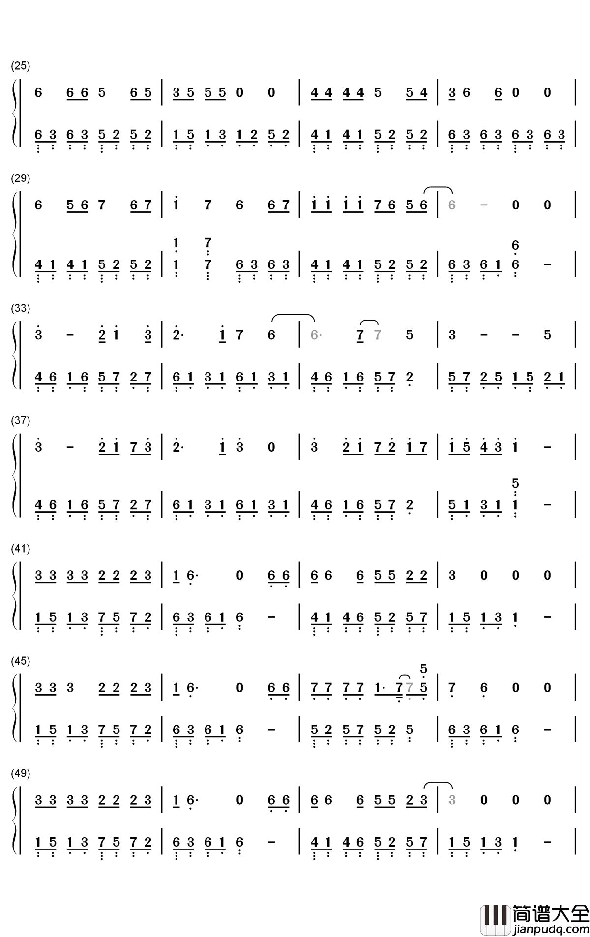 真情作祟钢琴简谱_数字双手_李亚明