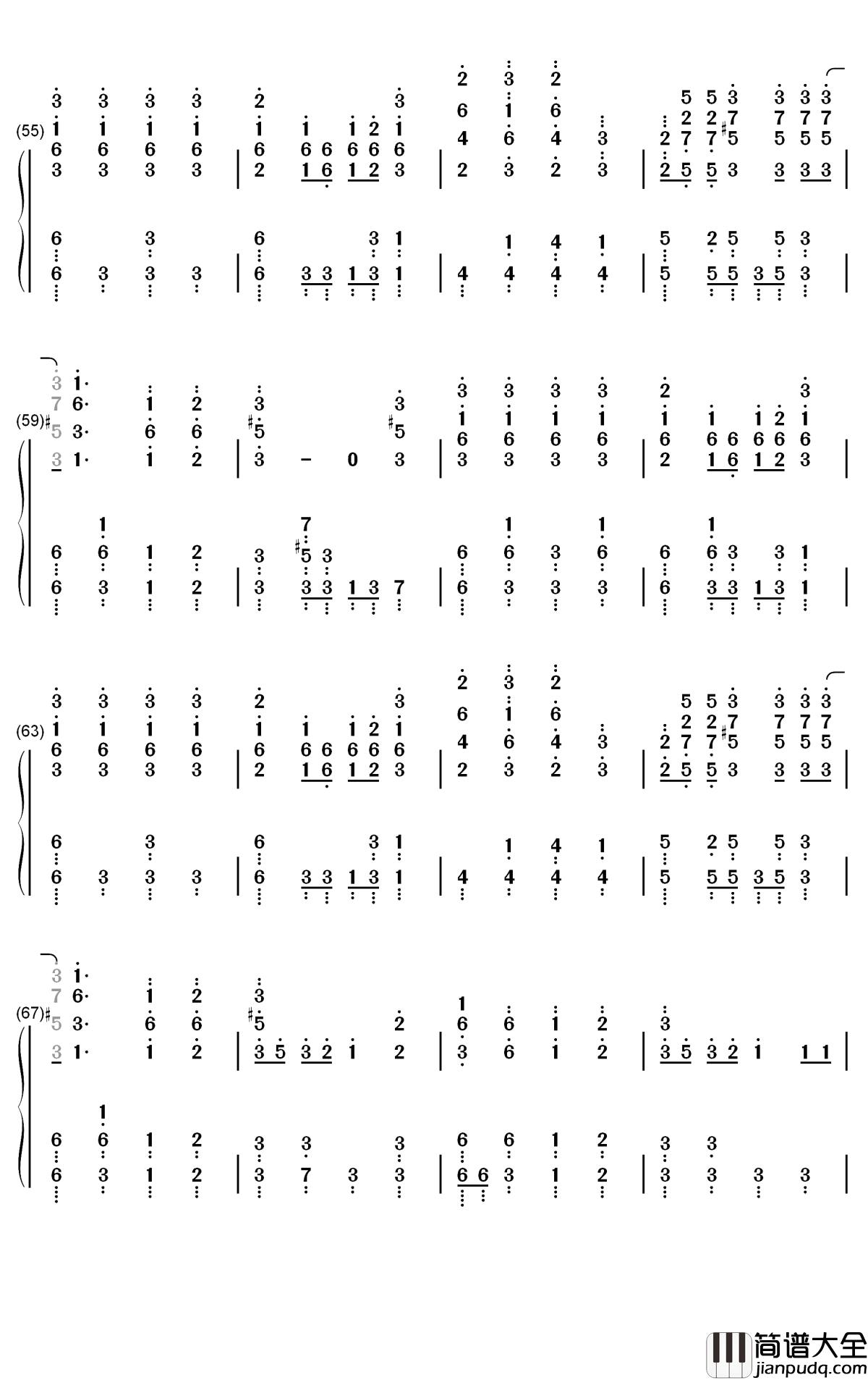 Bang钢琴简谱_数字双手_AJR