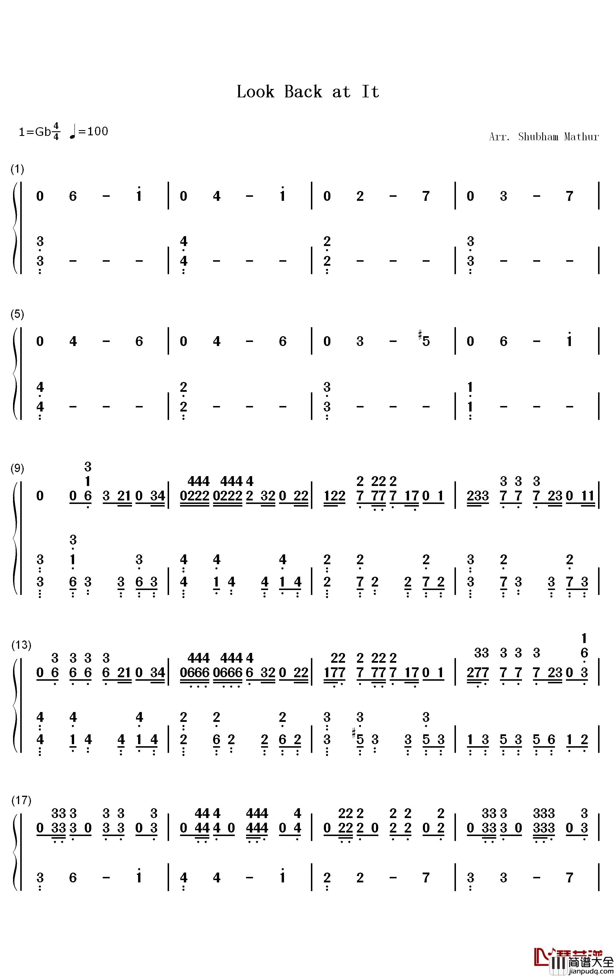 Look_Back_at_It钢琴简谱_数字双手_A_Boogie_wit_da_Hoodie