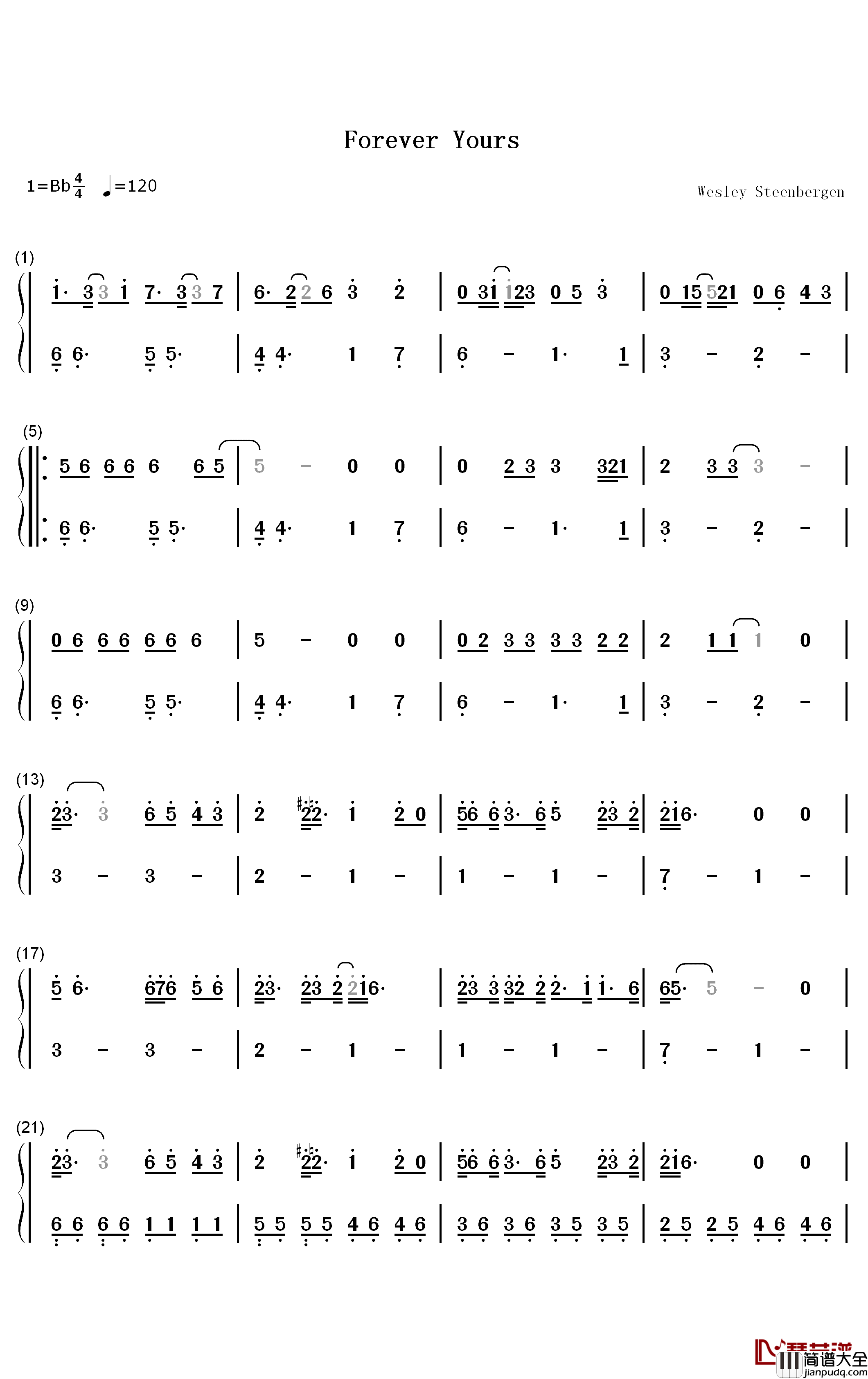 Forever_Yours钢琴简谱_数字双手_Kygo_Avicii