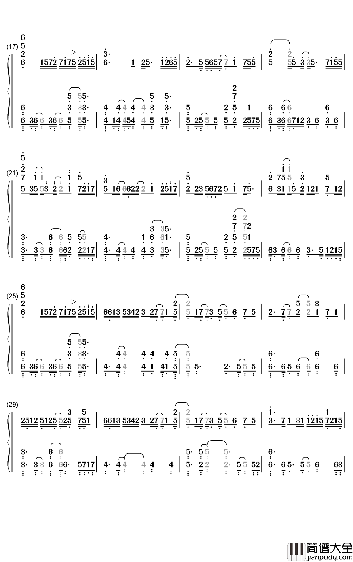 Lightning_Moment钢琴简谱_DJ_OKAWARI歌曲_数字双手曲谱