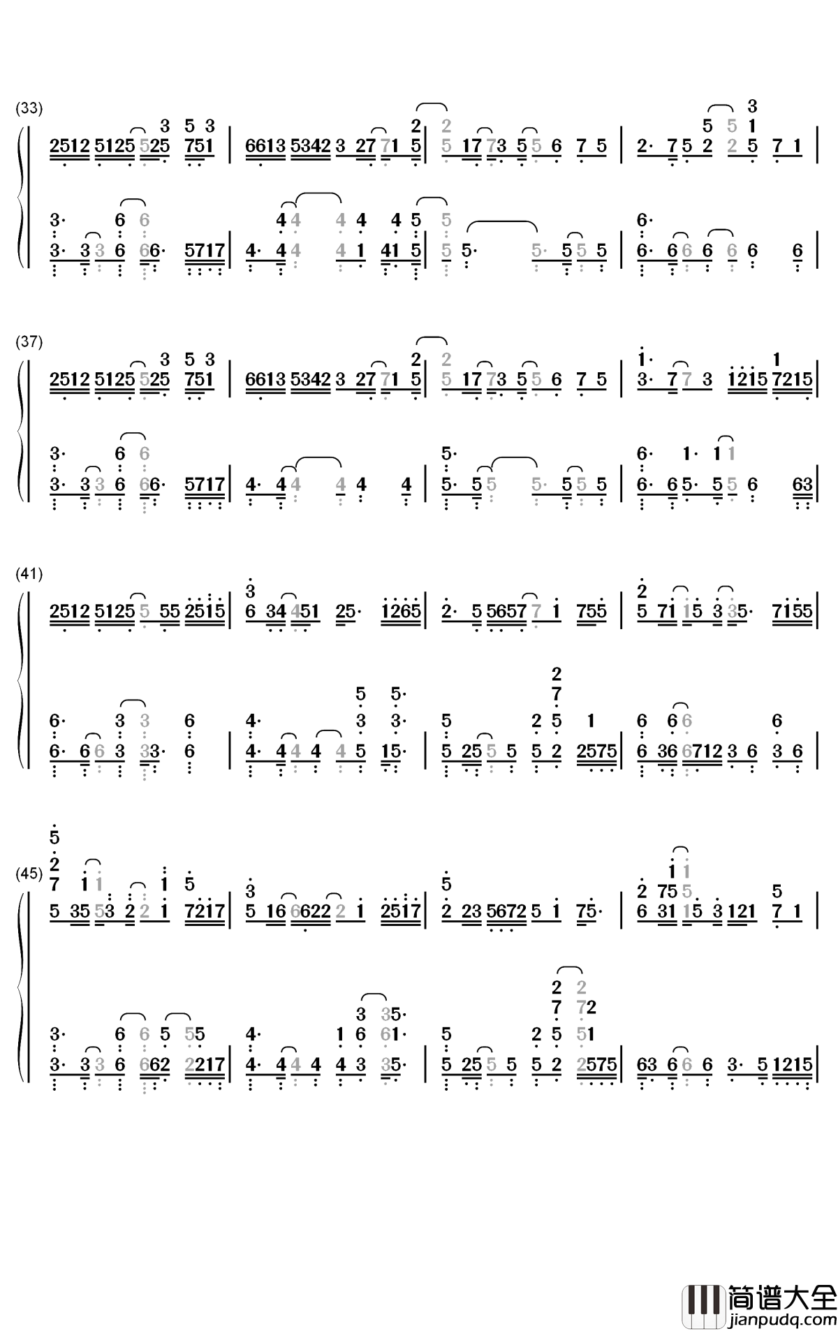 Lightning_Moment钢琴简谱_DJ_OKAWARI歌曲_数字双手曲谱