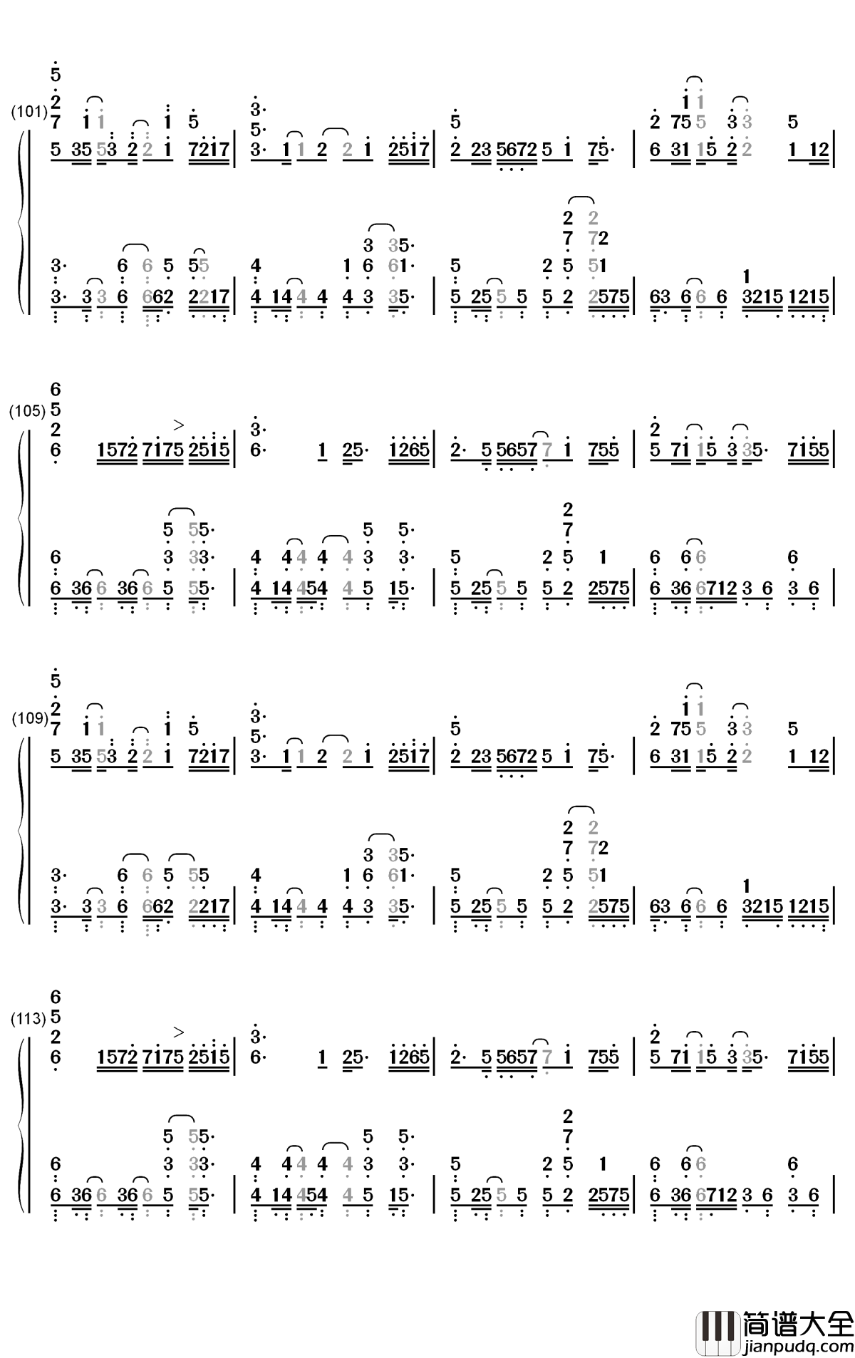 Lightning_Moment钢琴简谱_DJ_OKAWARI歌曲_数字双手曲谱