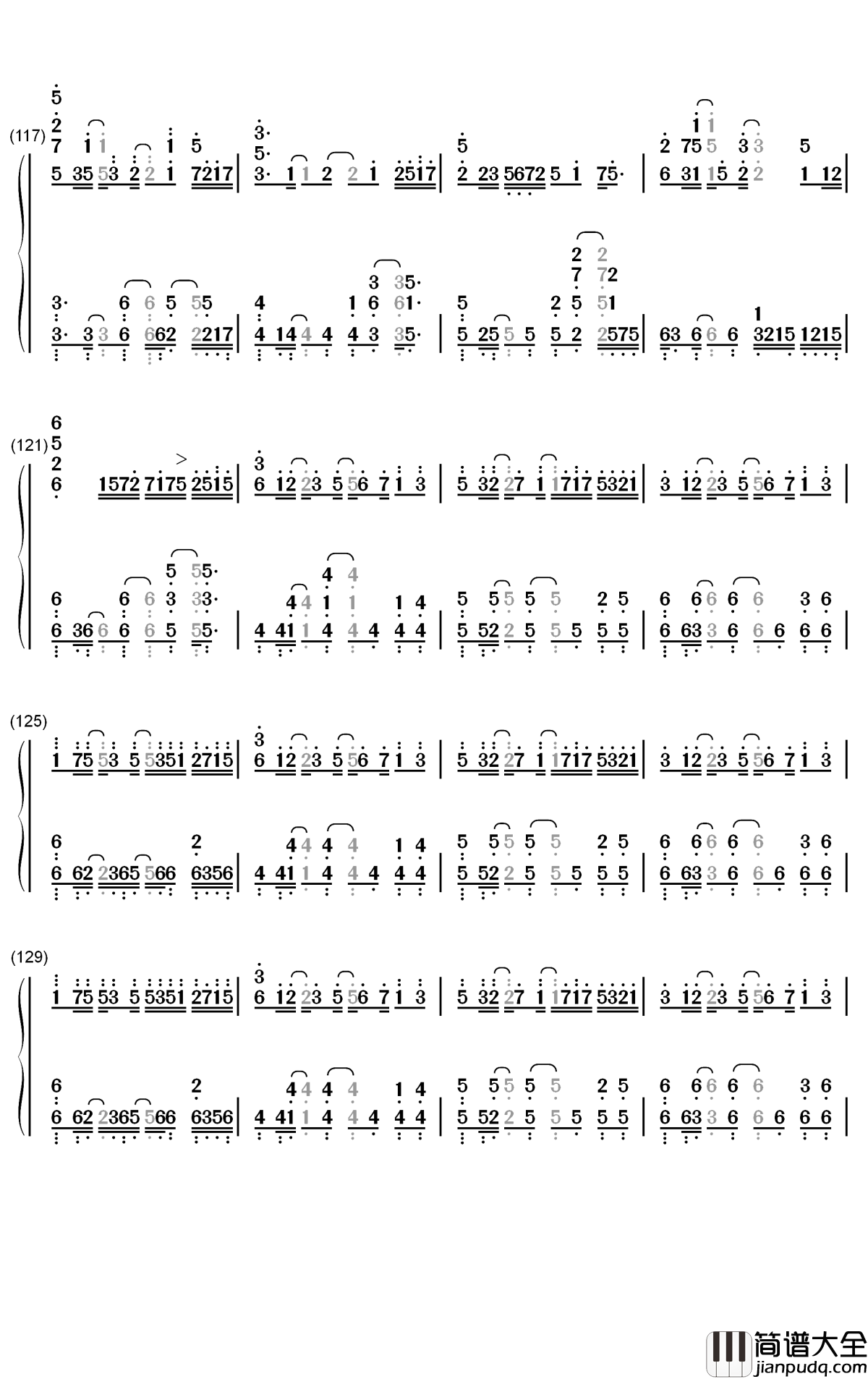 Lightning_Moment钢琴简谱_DJ_OKAWARI歌曲_数字双手曲谱