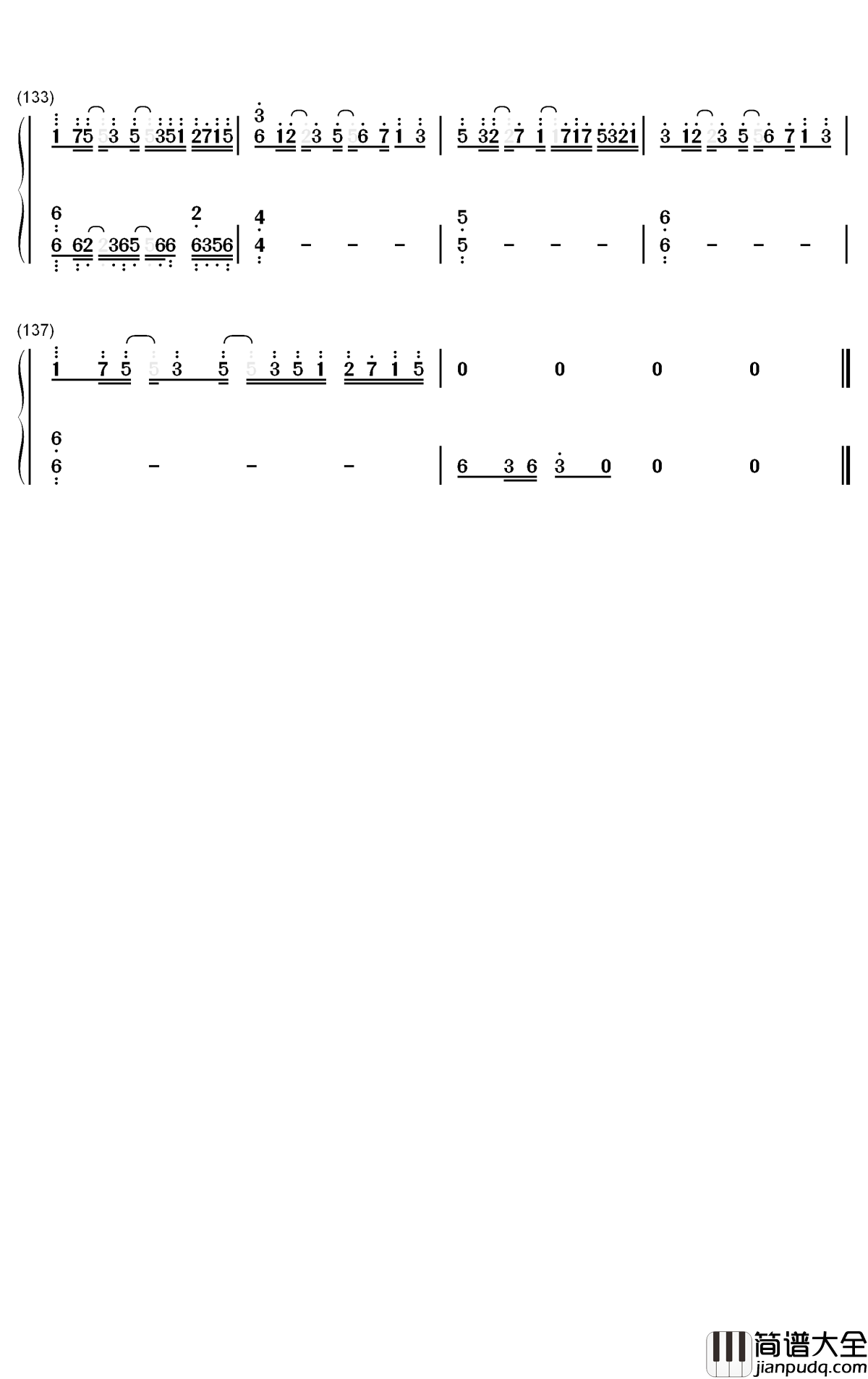 Lightning_Moment钢琴简谱_DJ_OKAWARI歌曲_数字双手曲谱