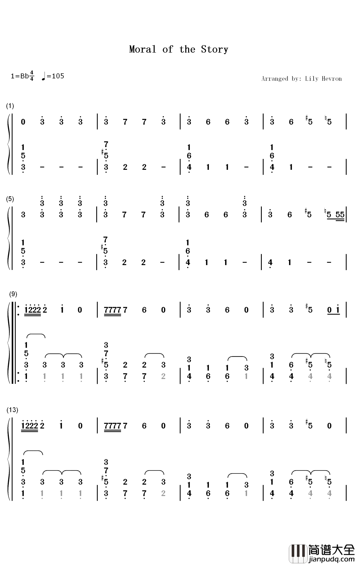 Moral_of_the_Story钢琴简谱_Ashe歌曲_数字双手曲谱