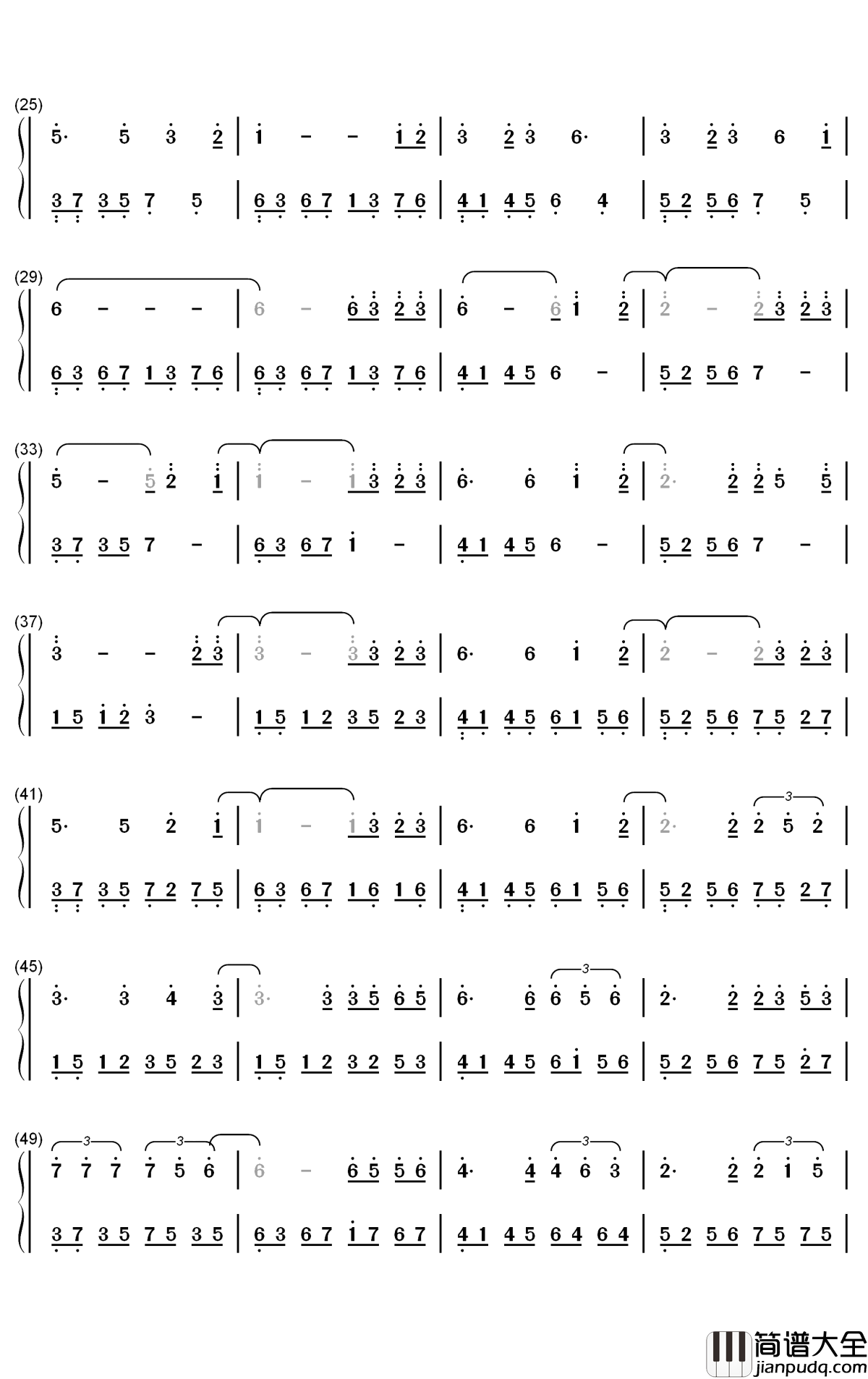 秋的思念钢琴简谱_赵海洋歌曲_数字双手曲谱