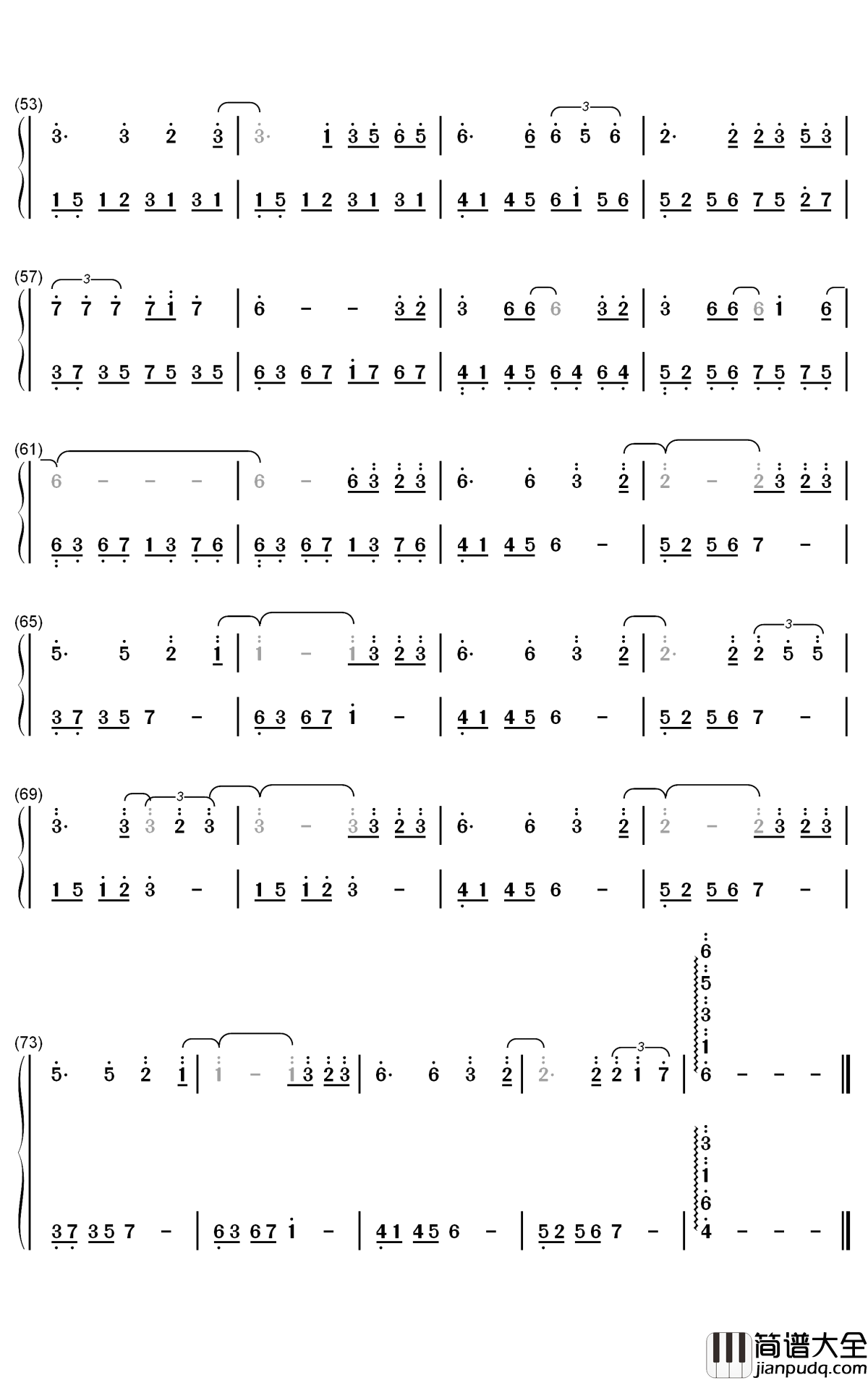 秋的思念钢琴简谱_赵海洋歌曲_数字双手曲谱