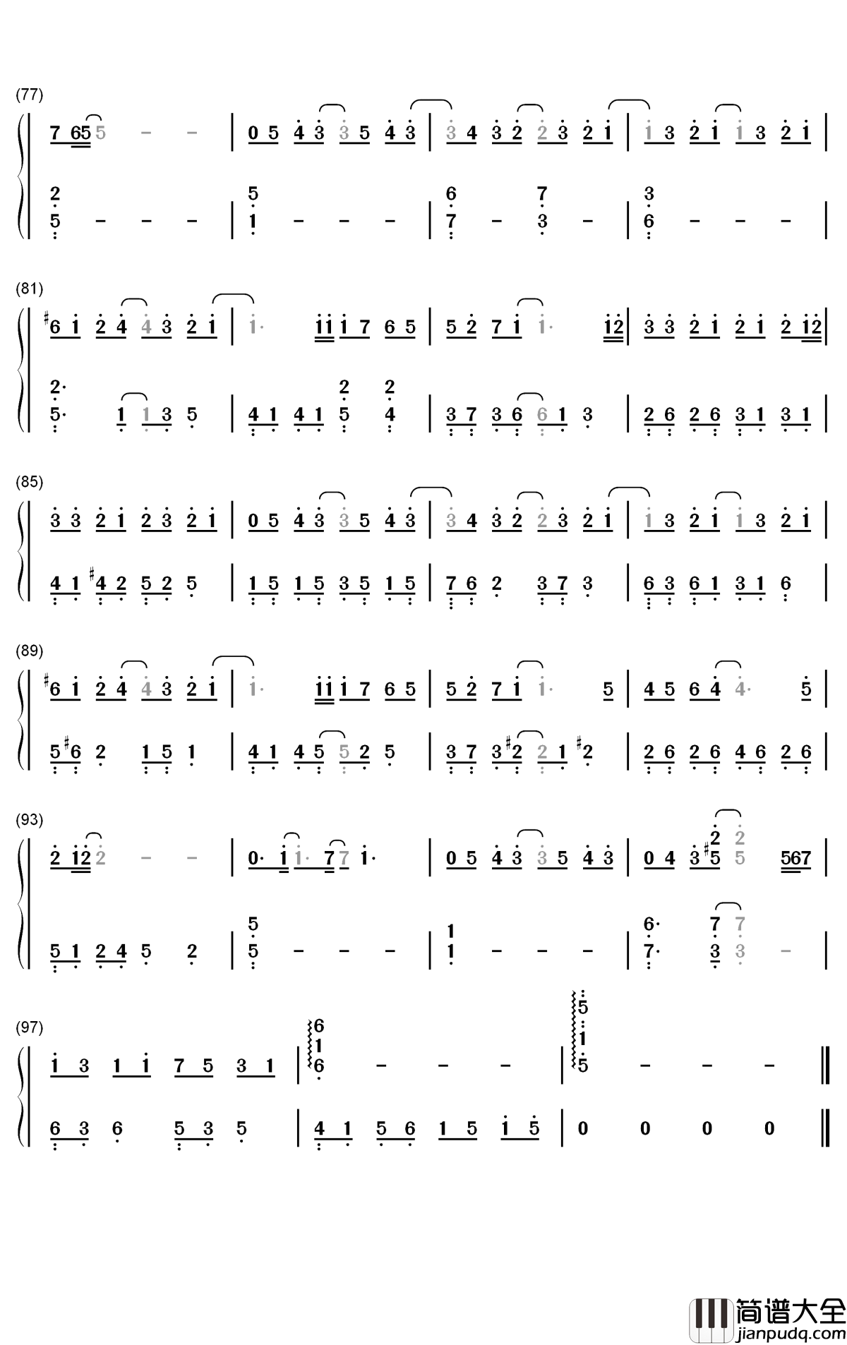 我们没有爱错钢琴简谱_潘嘉丽歌曲_数字双手曲谱