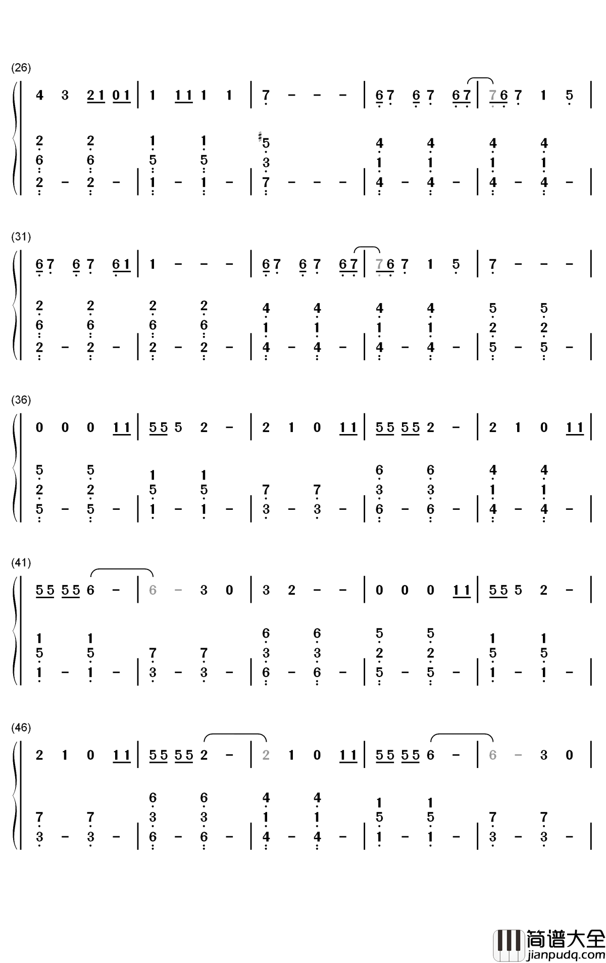 Never_Worn_White钢琴简谱_Katy_Perry歌曲_数字双手曲谱