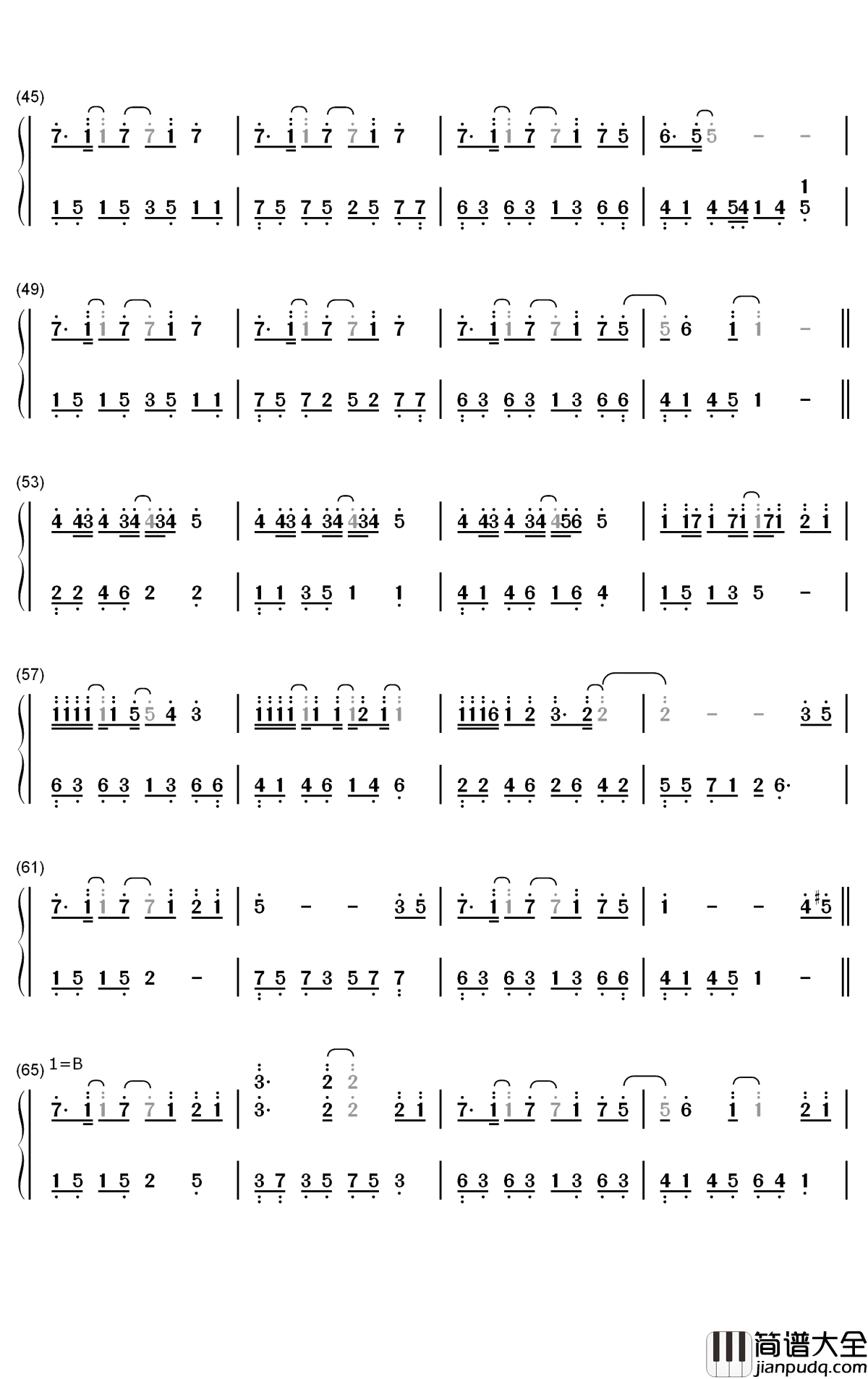 好想好想你钢琴简谱_数字双手_邓紫棋
