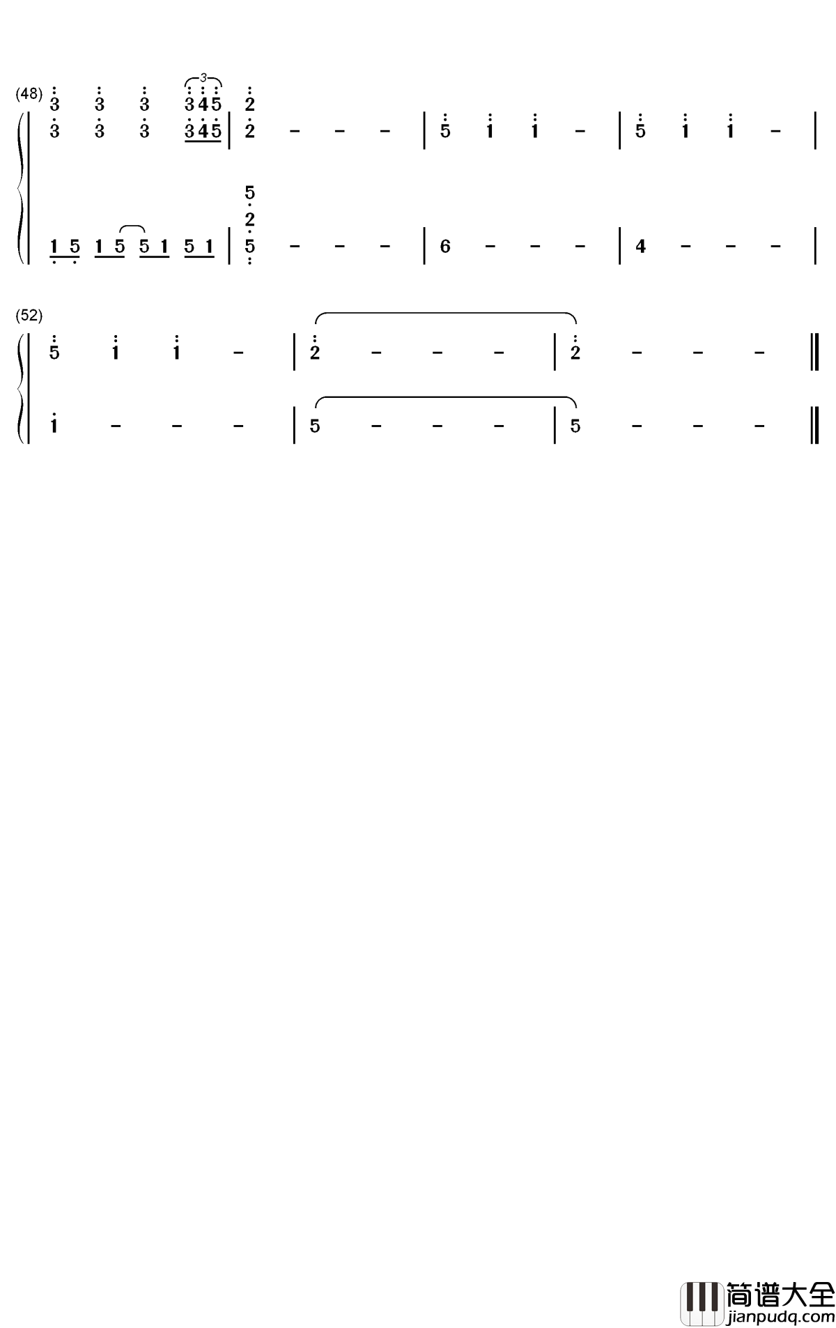 所爱隔山海钢琴简谱_数字双手_CMJ