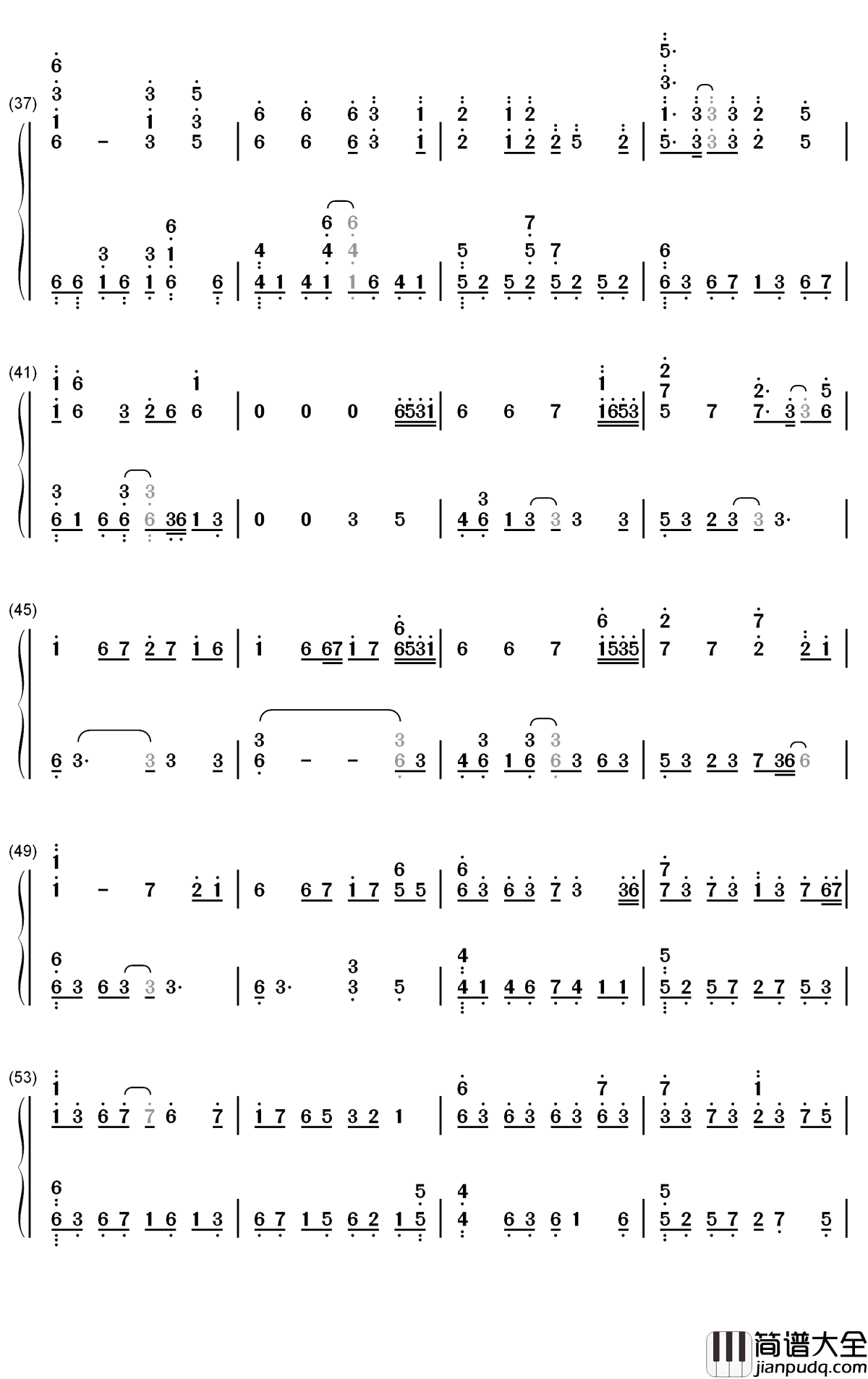 叹郁孤钢琴简谱_数字双手_霄磊