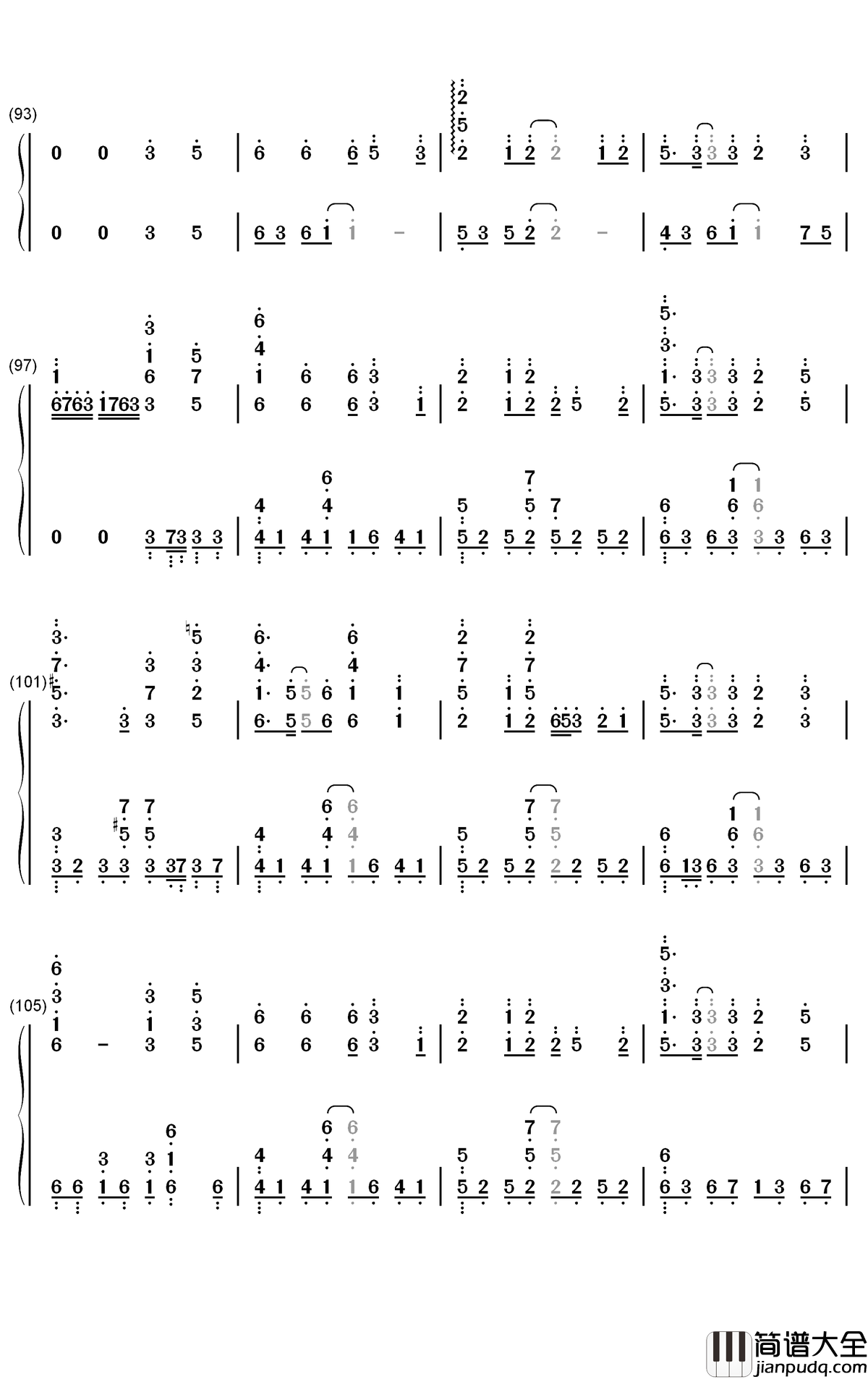叹郁孤钢琴简谱_数字双手_霄磊
