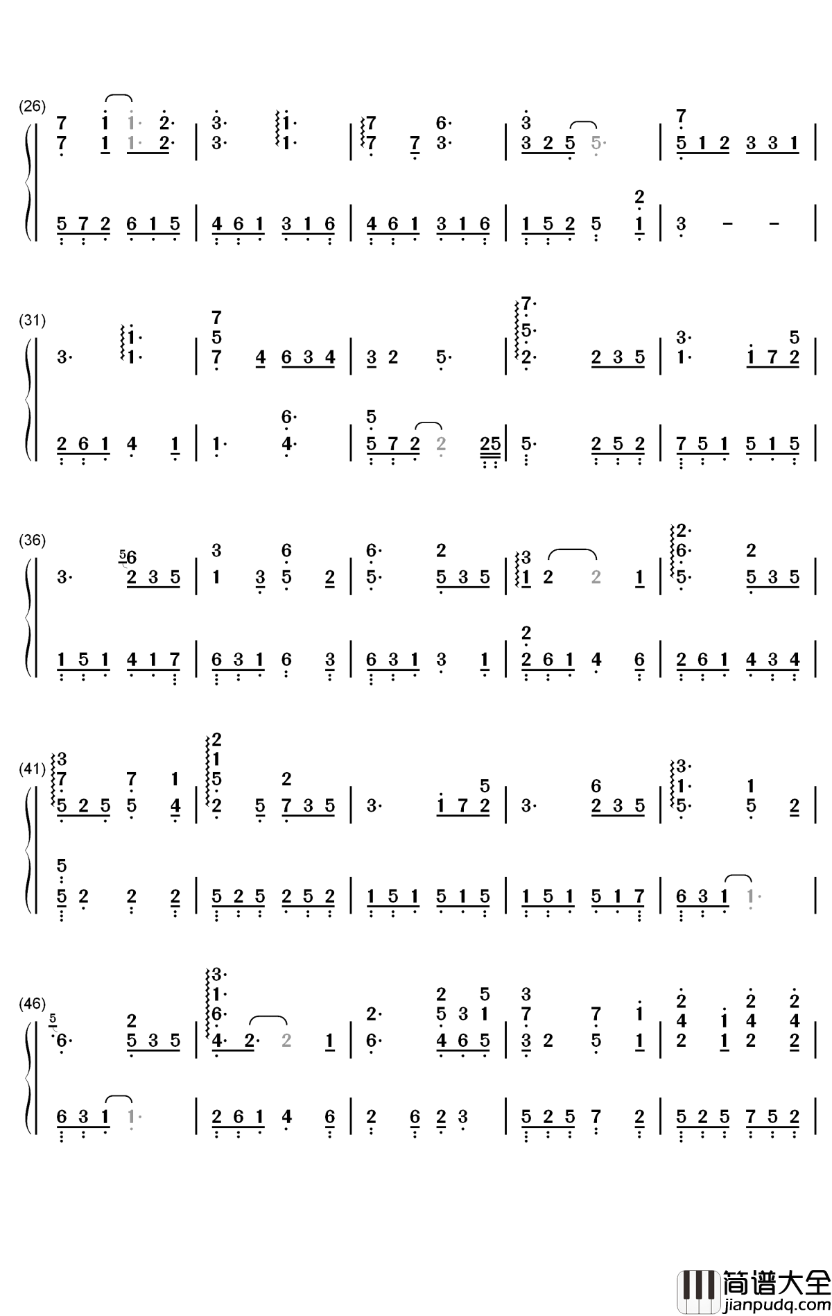 朋友请听好钢琴简谱_数字双手_何炅_谢娜_易烊千玺