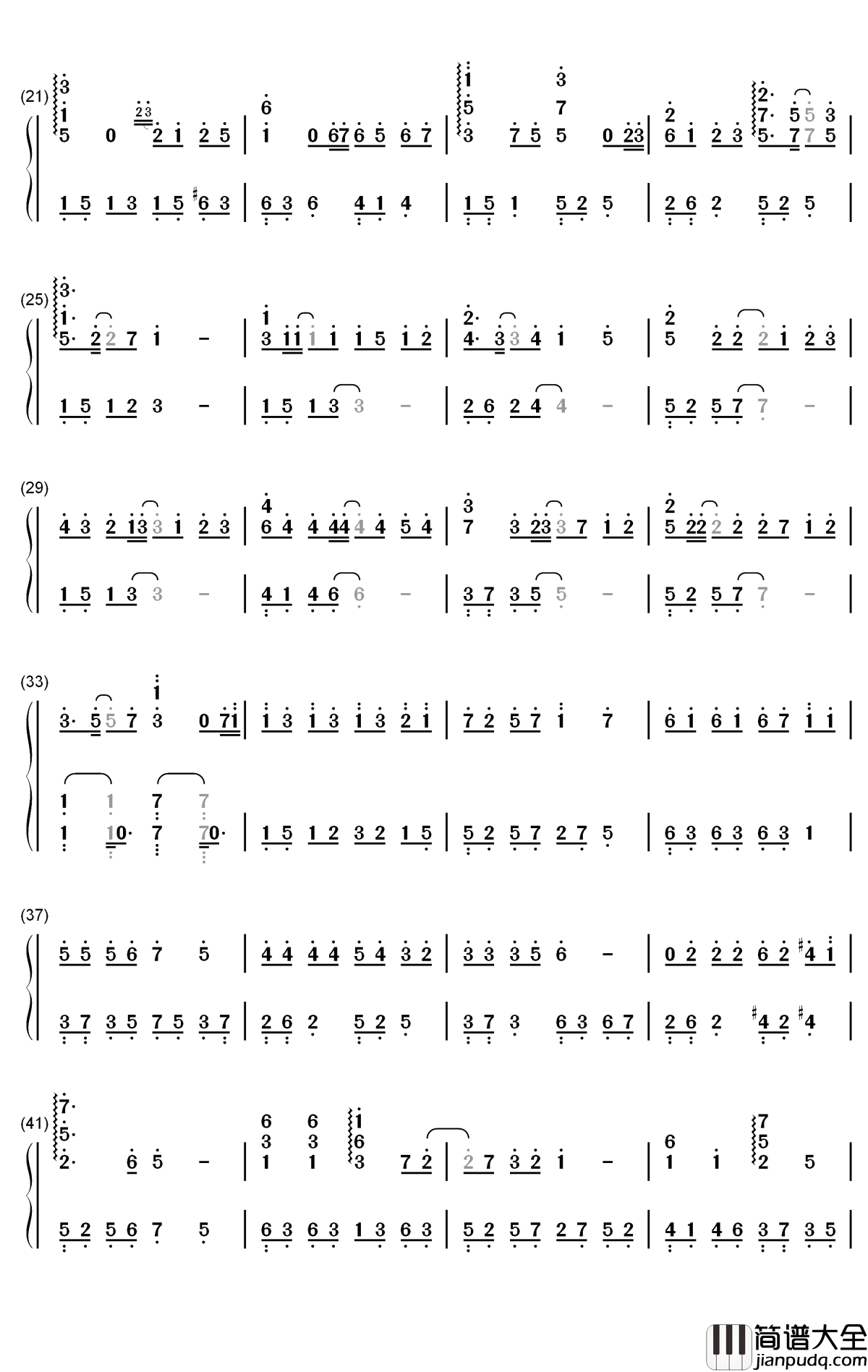 20钢琴简谱_数字双手_初学者