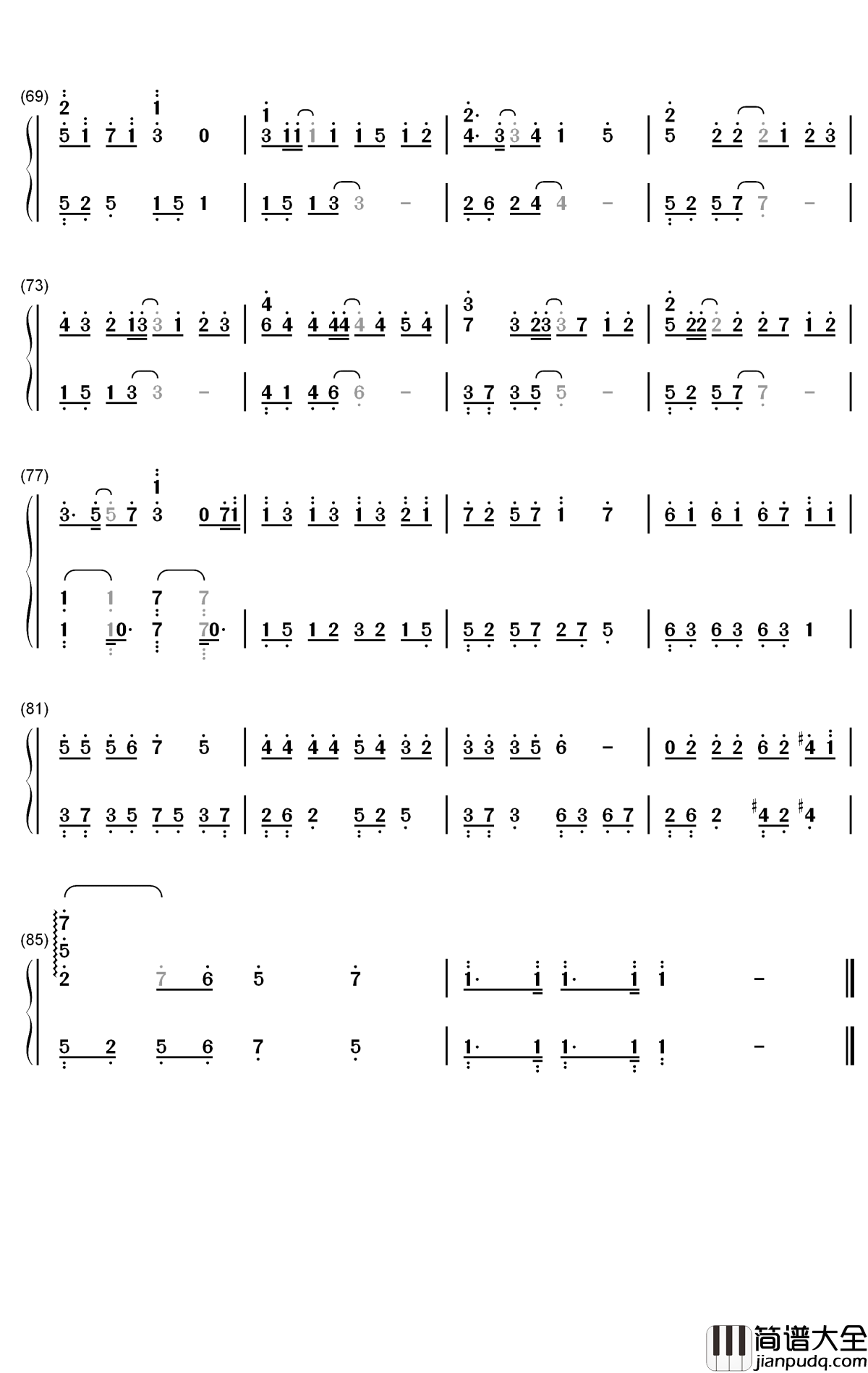 20钢琴简谱_数字双手_初学者