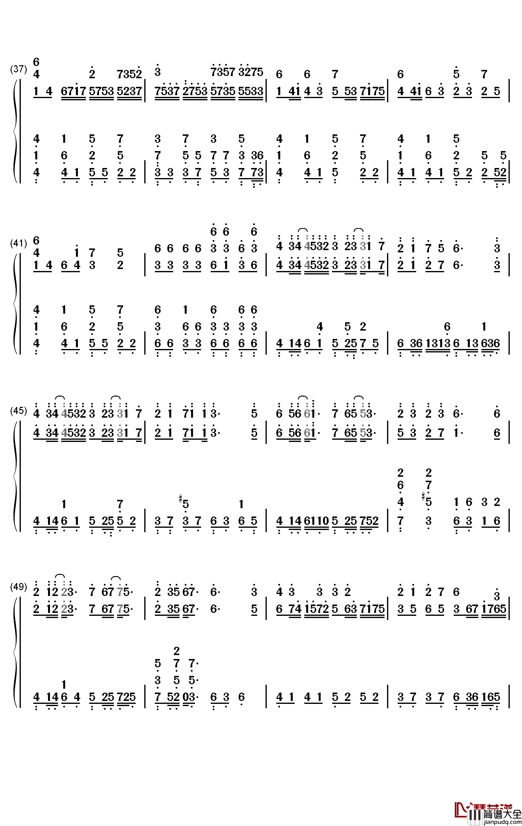 Half_of_Sweet钢琴简谱_数字双手_Music゛◆伤逝ゝ