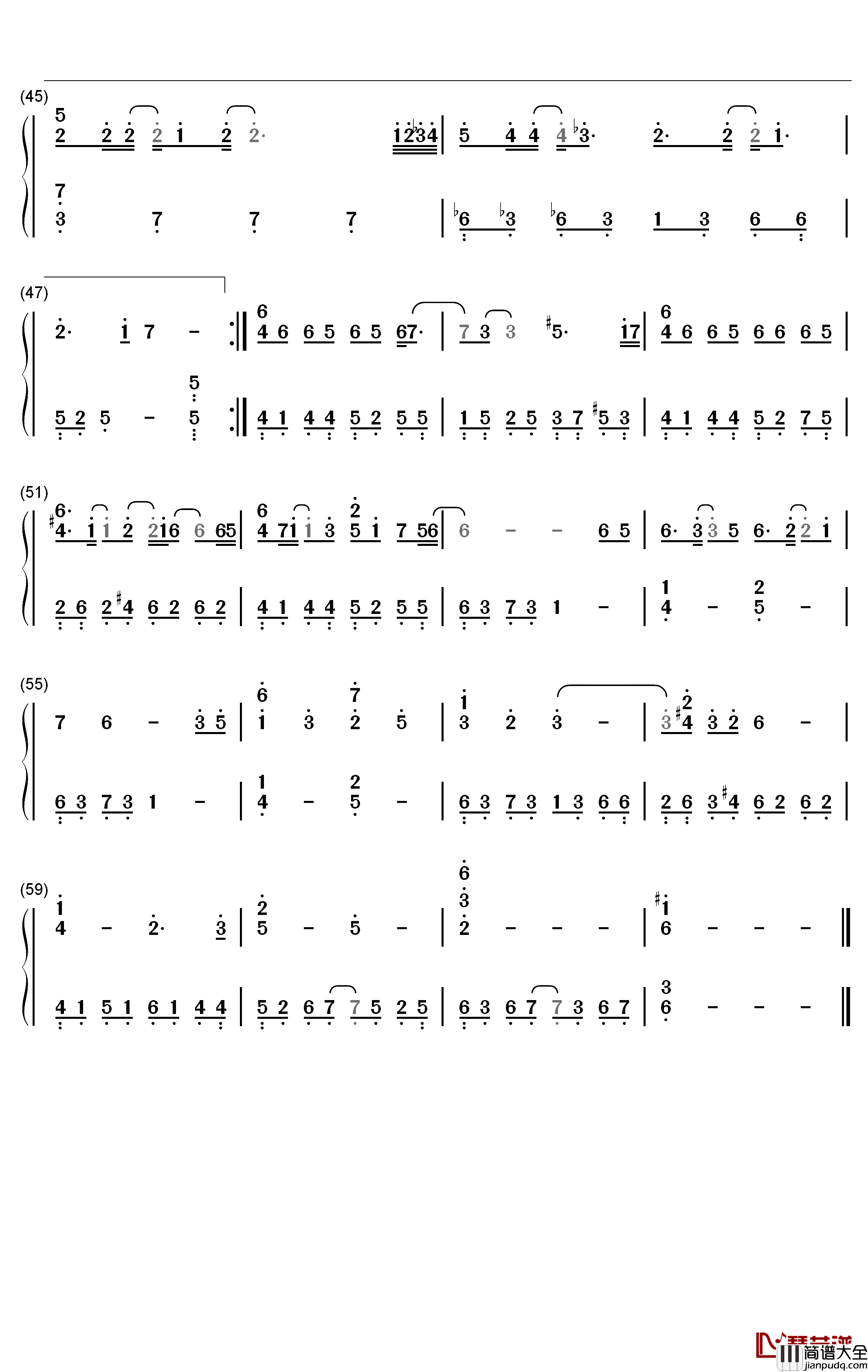 枕边人钢琴简谱_数字双手_胡彦斌