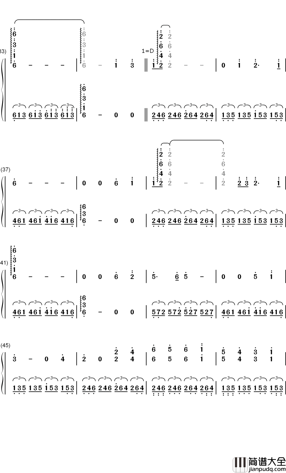 初心钢琴简谱_数字双手_方岽清