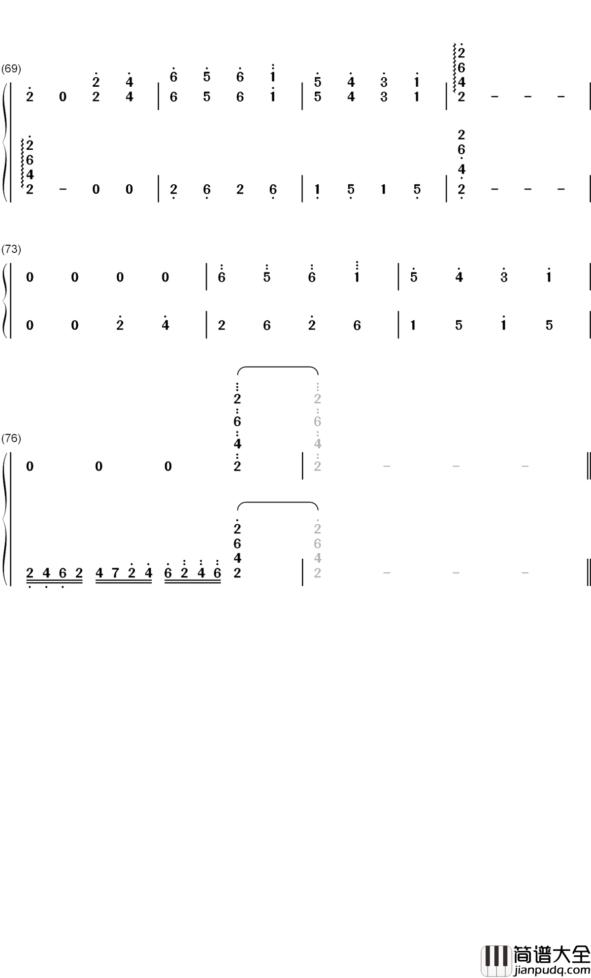 初心钢琴简谱_数字双手_方岽清