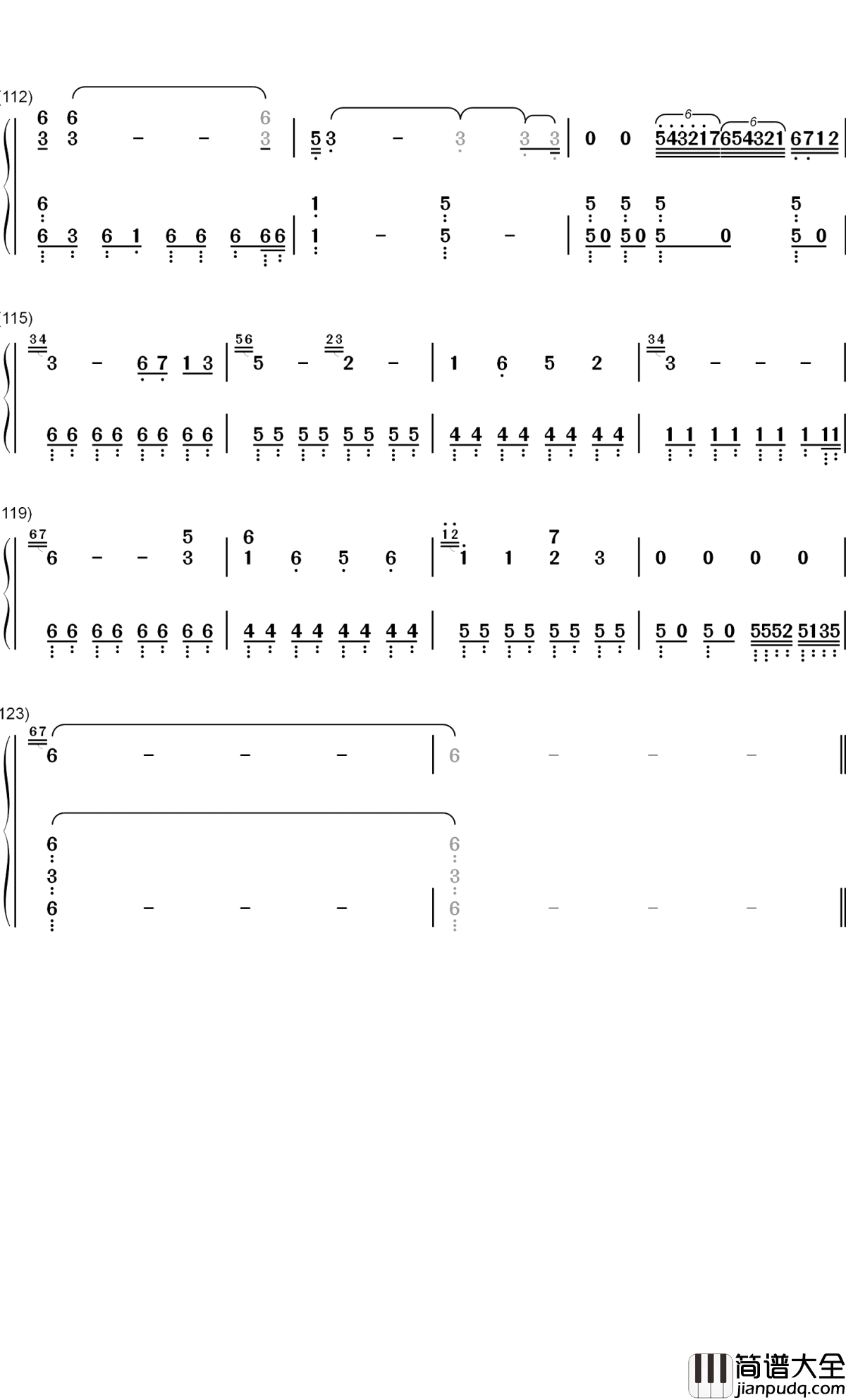 明月天涯钢琴简谱_数字双手_五音JW